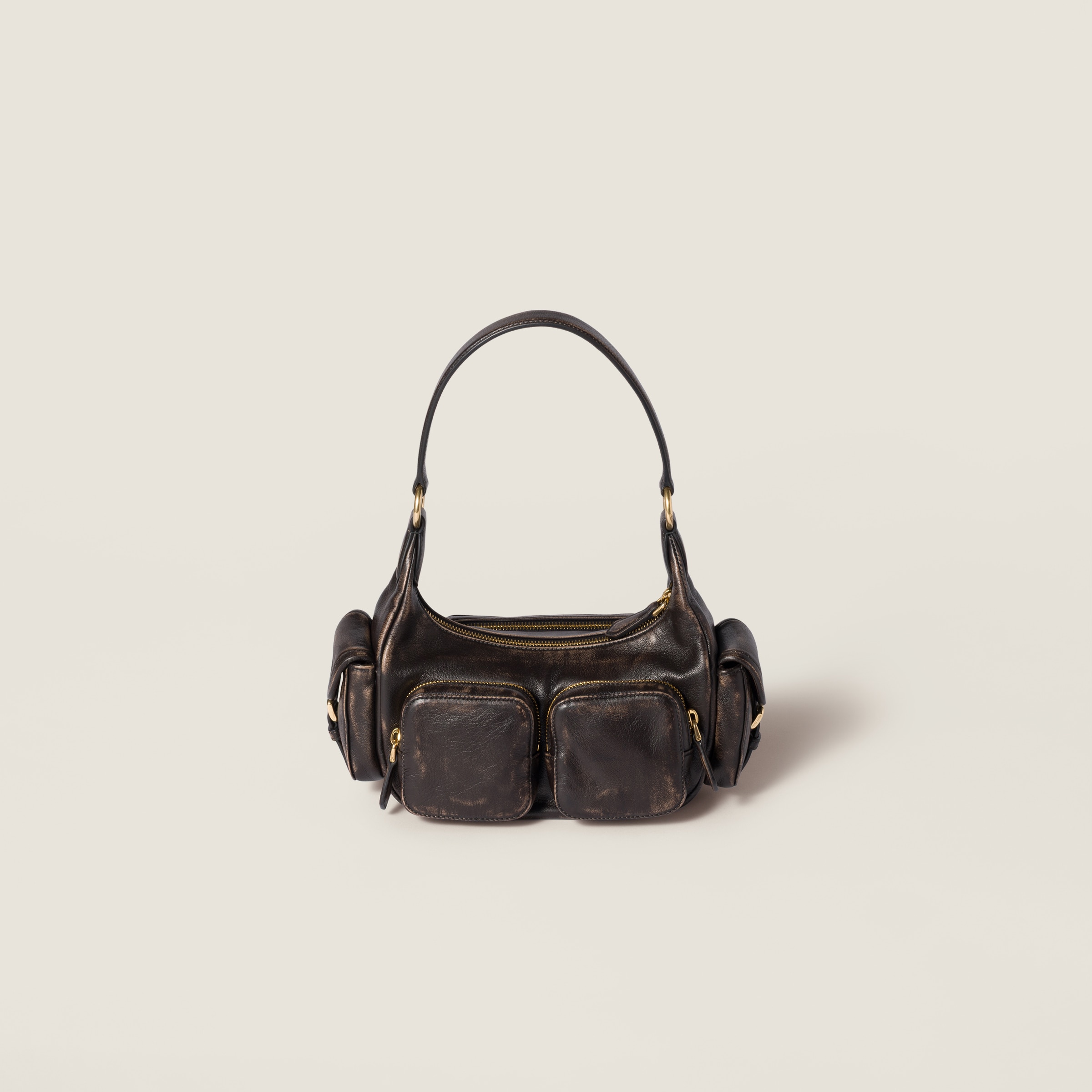 Miu Miu Pocket Nappa Leather Bag In Brown