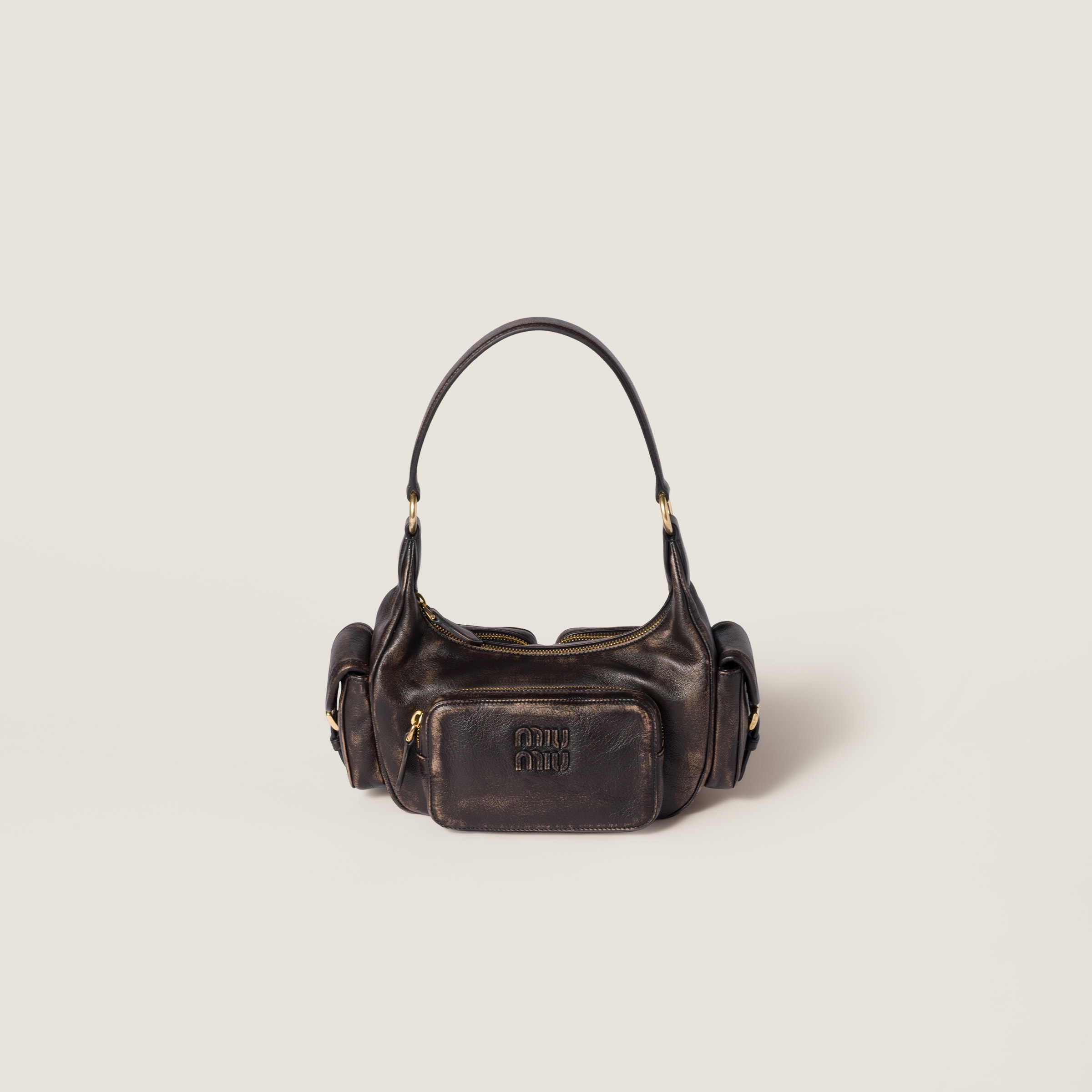 Miu Miu Pocket Nappa Leather Bag In Brown