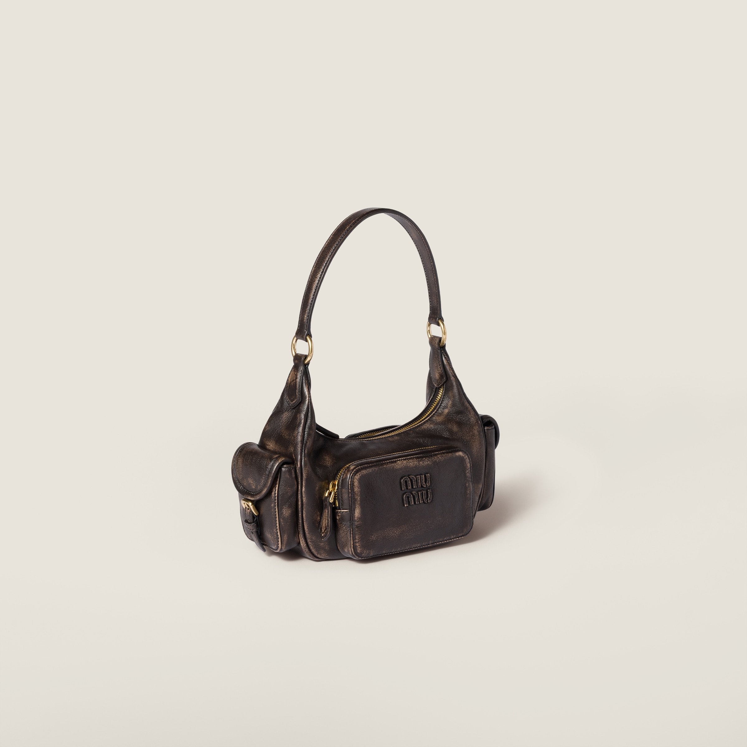 Miu Miu Pocket Nappa Leather Bag In Brown