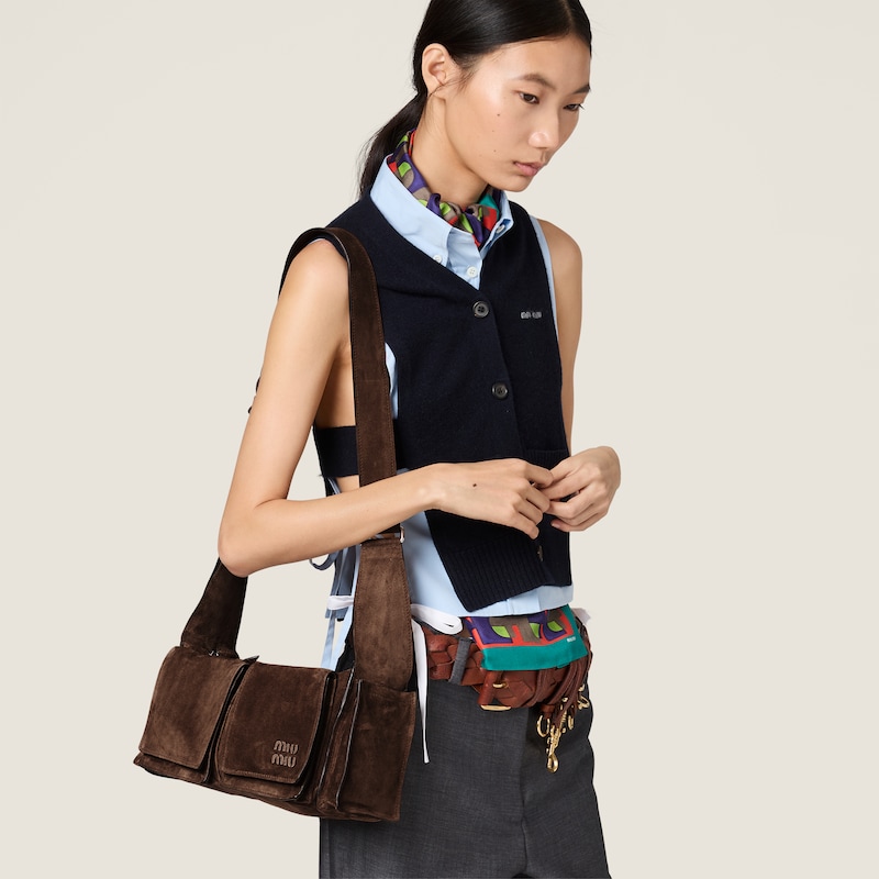 Utilitaire suede shoulder bag