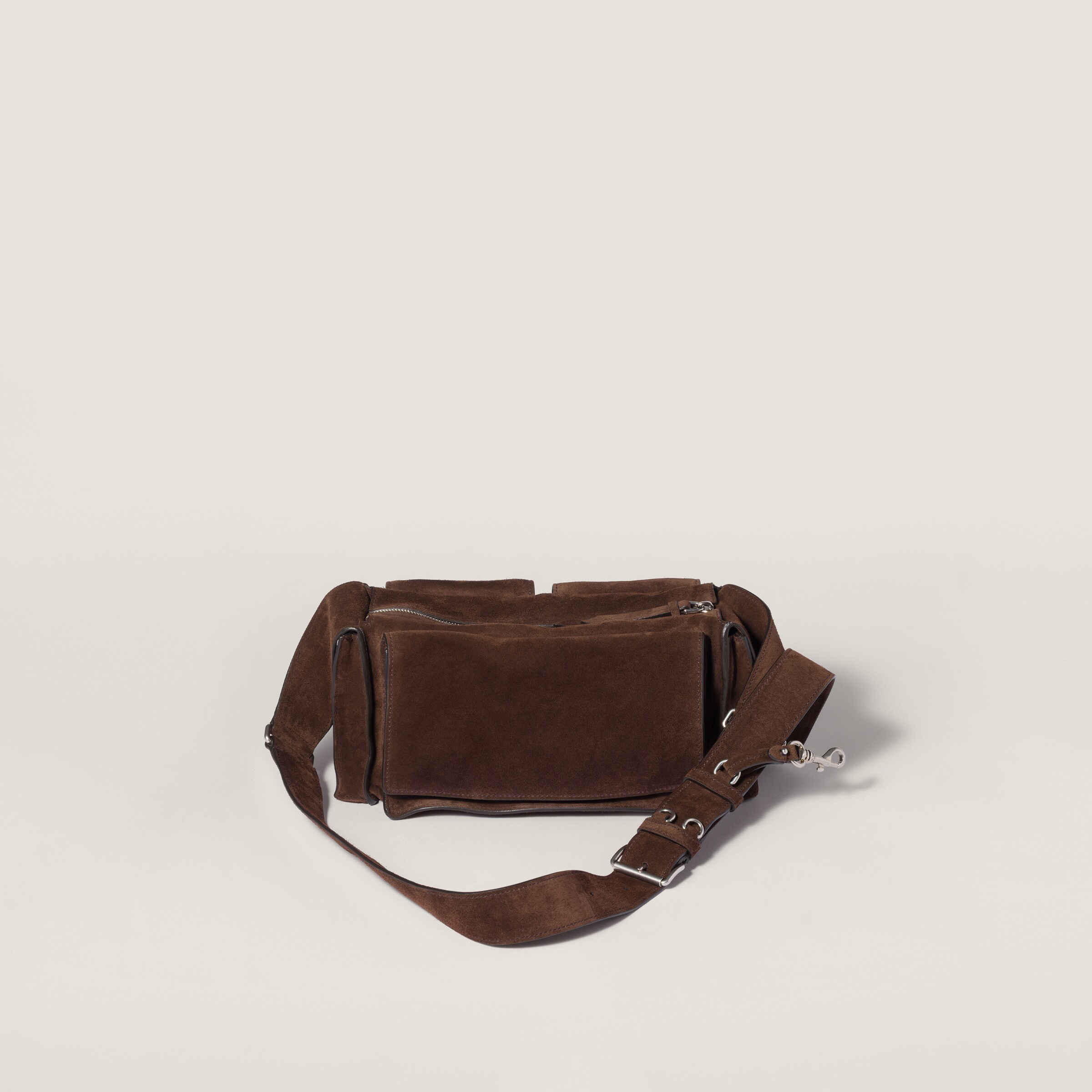 Dark Brown Utilitaire Suede Shoulder Bag | Miu Miu - United States