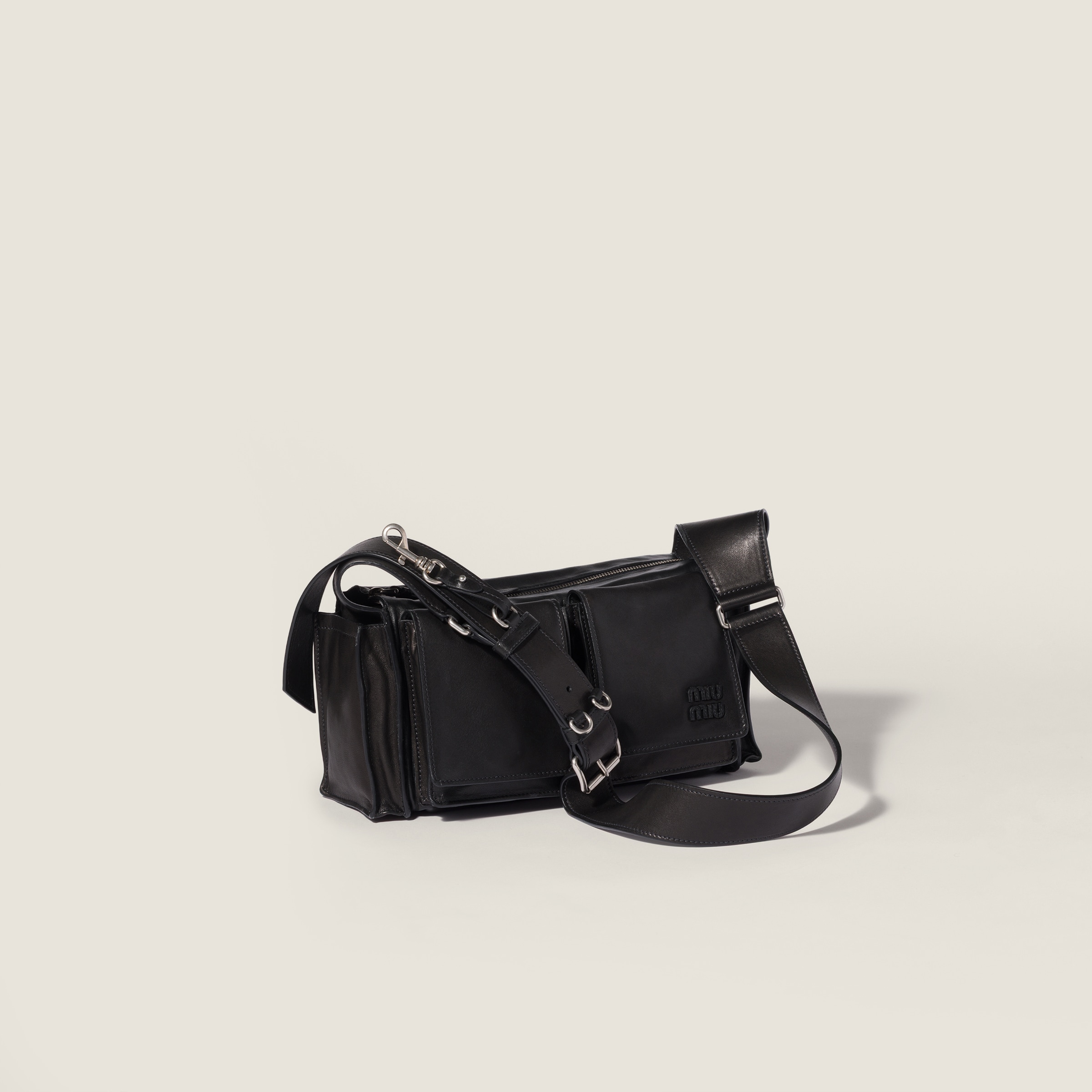 Black Utilitaire Nappa Leather Shoulder Bag | Miu Miu - United States