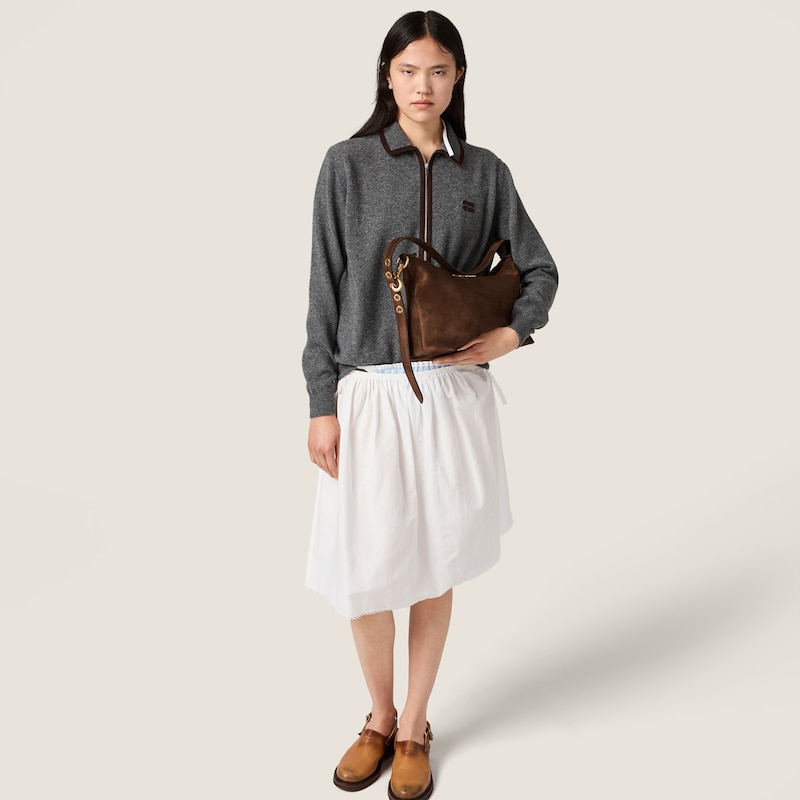 Borsa in pelle scamosciata