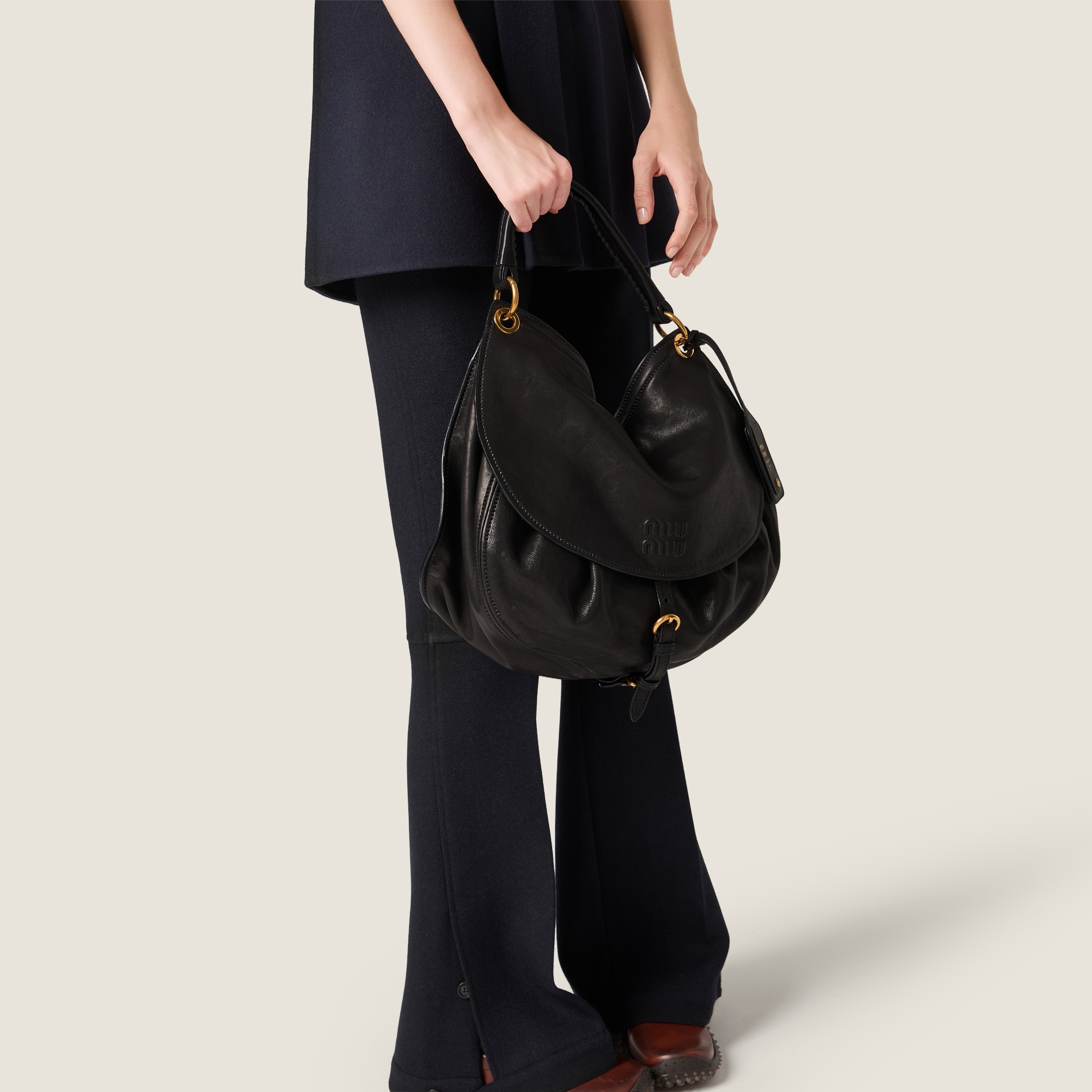 Black Rendez-vous Leather Bag | Miu Miu - United States
