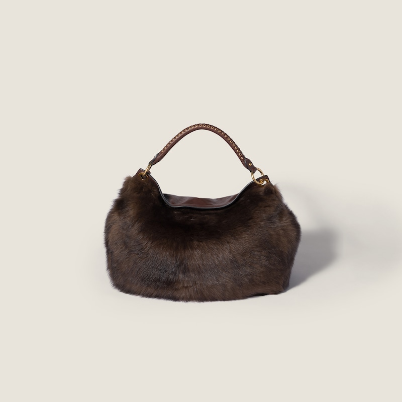 Rendez-vous shearling and nappa leather bag with studs
