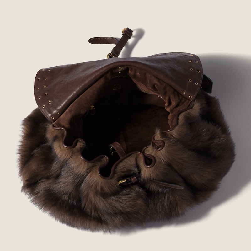 Rendez-vous shearling and nappa leather bag with studs