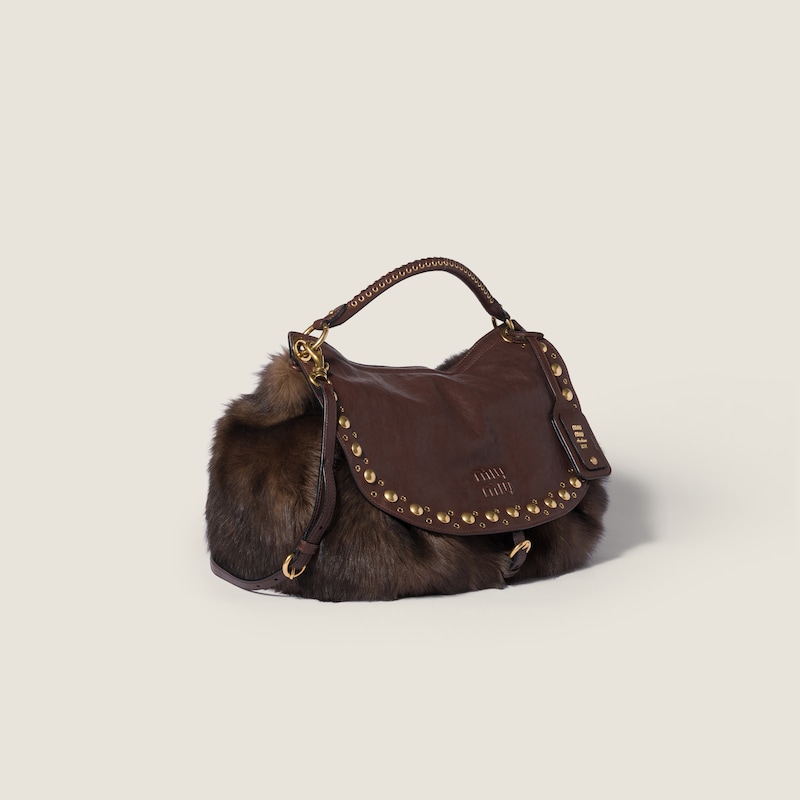 Rendez-vous shearling and nappa leather bag with studs