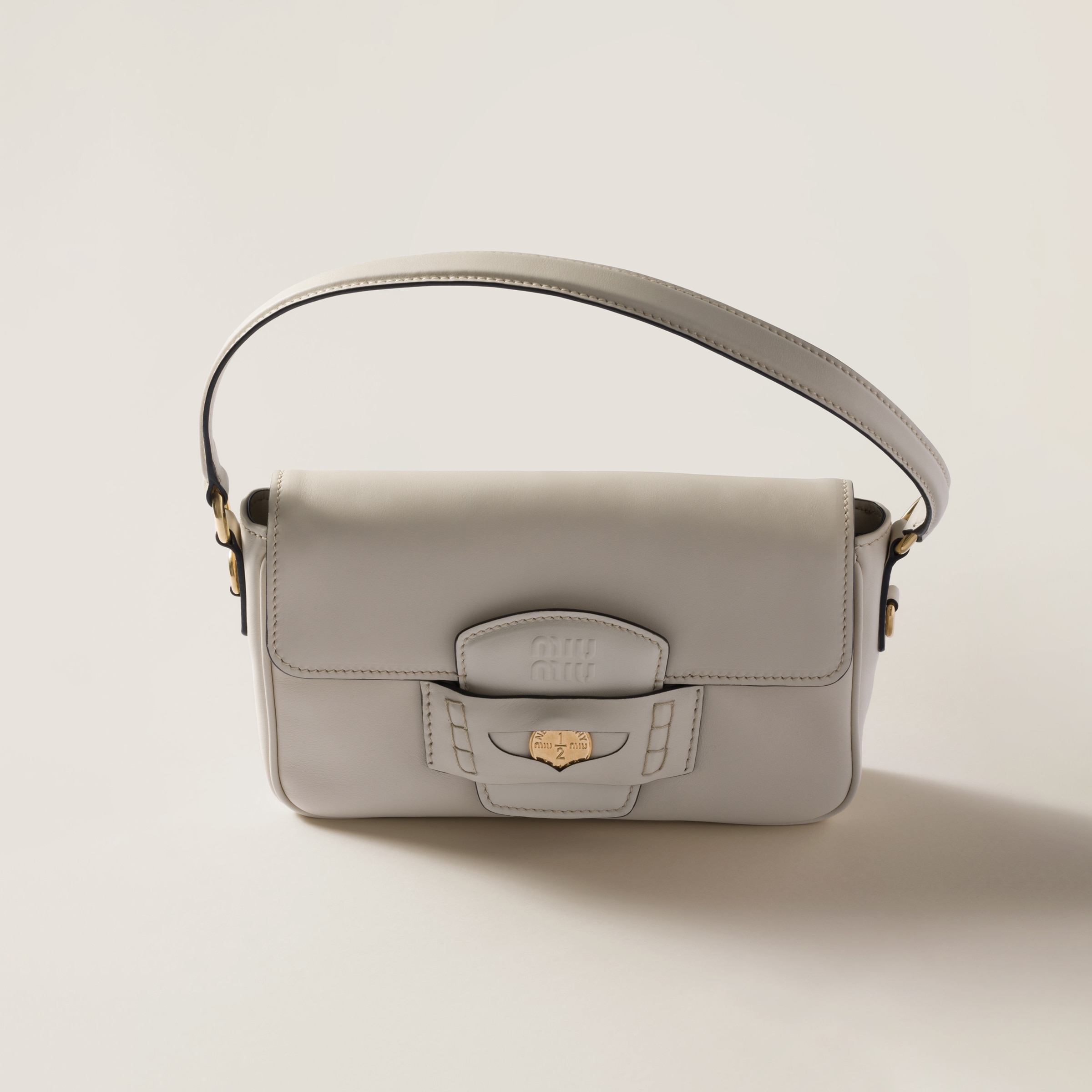 Chalk White Penny Leather Bag | Miu Miu Chalk White Penny Leather Bag | Miu Miu
