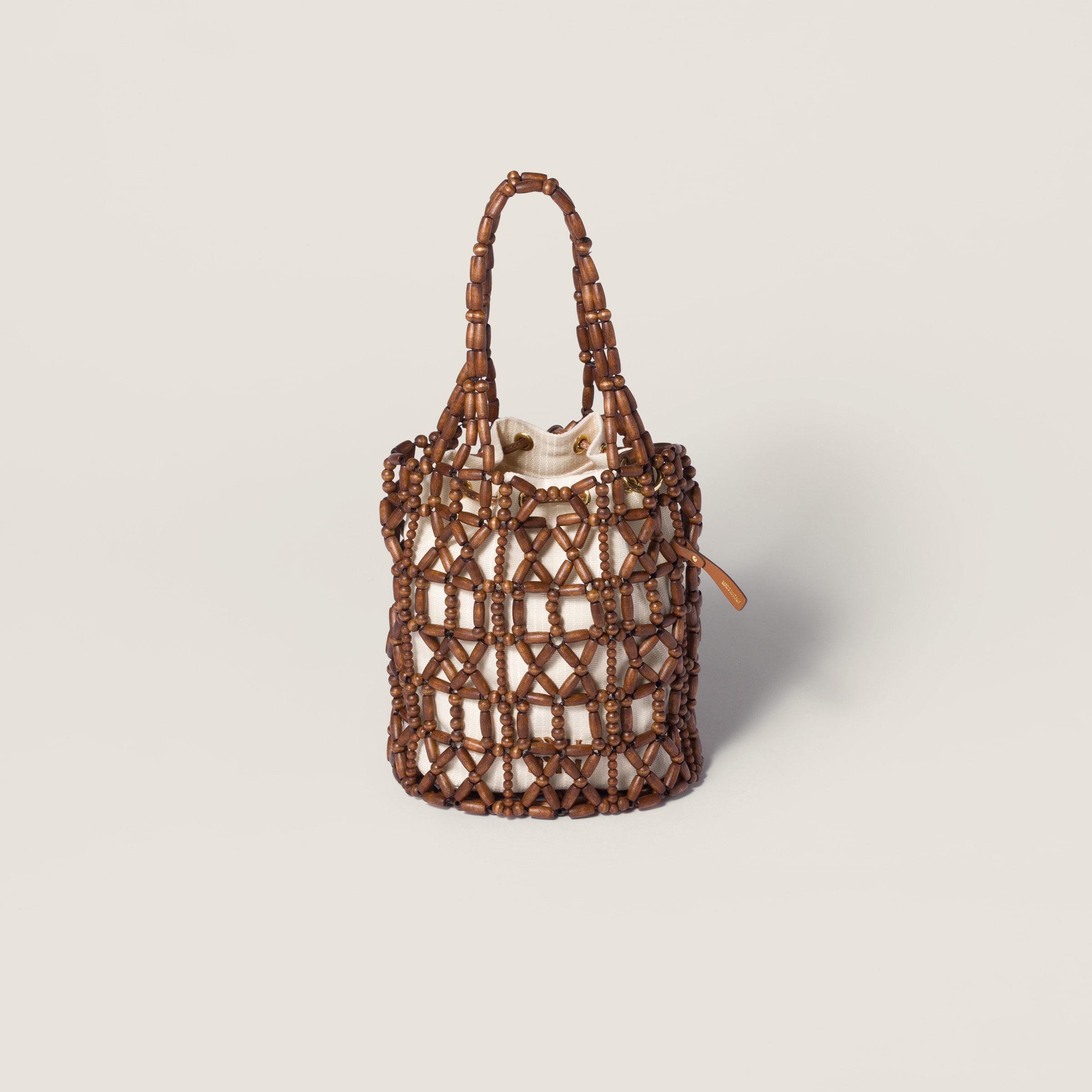 Cocoa Brown Mesh Bucket Bag | Miu Miu - United States
