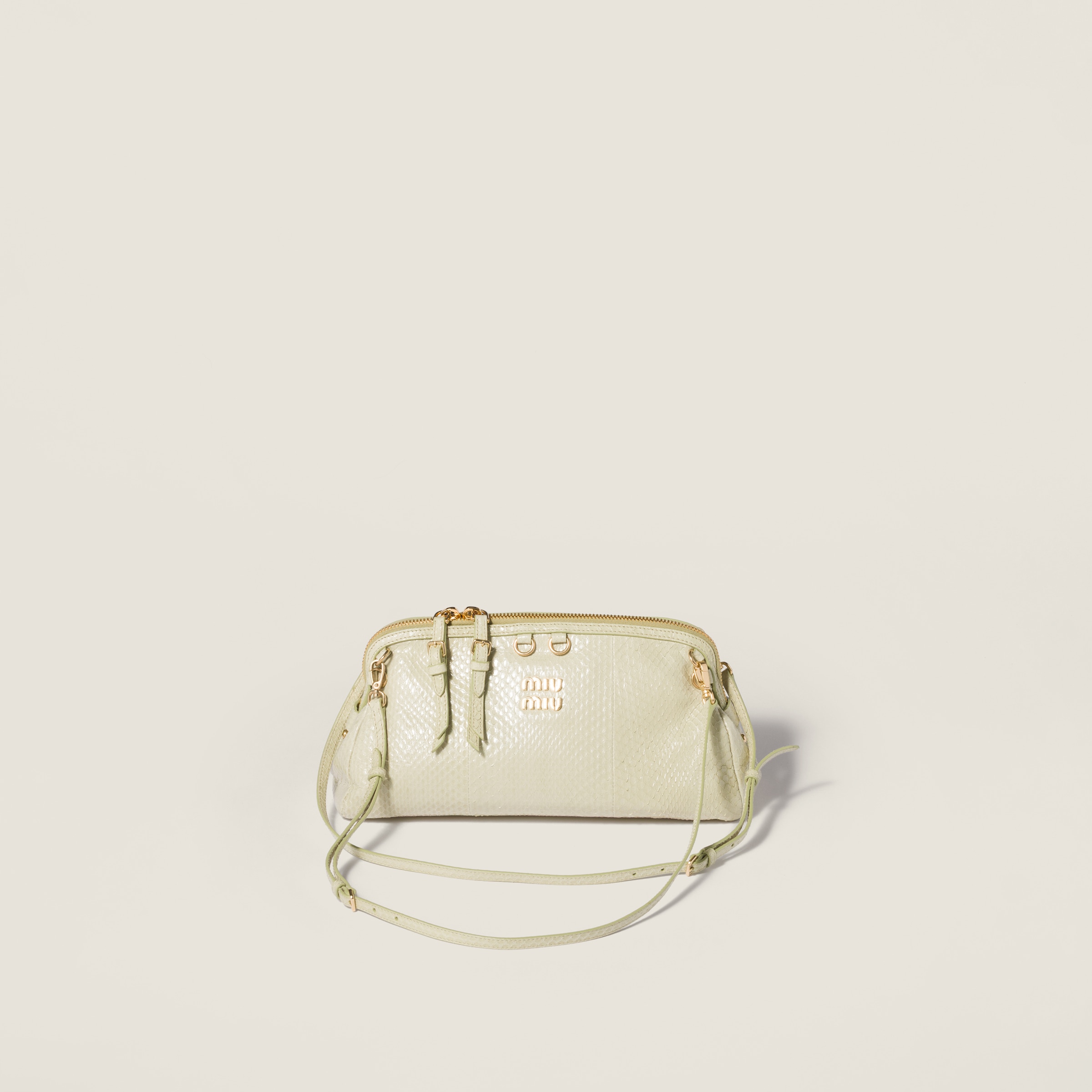 Miu Miu Ayers Leather Clutch In Green