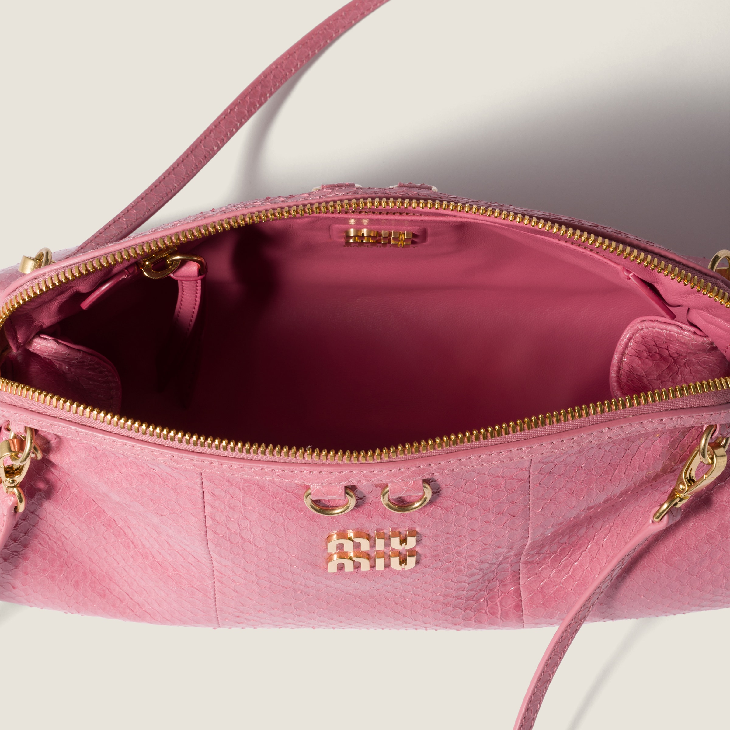 Miu Miu Ayers Leather Clutch In Pink