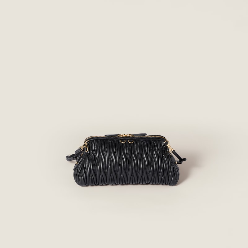 Matelassé nappa leather clutch