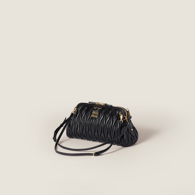 Matelassé nappa leather clutch