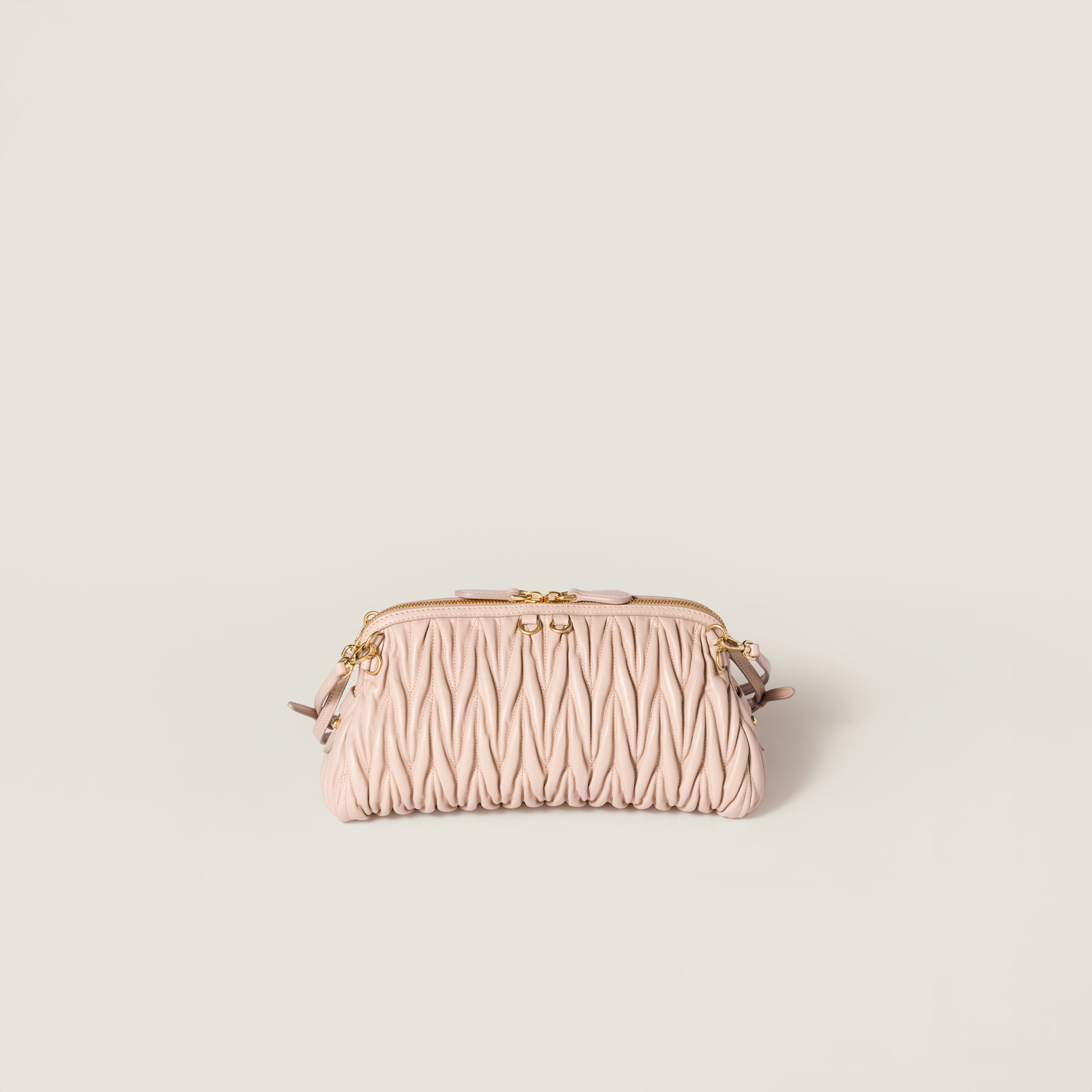 Miu Miu Matelassé Nappa Leather Clutch In Pink