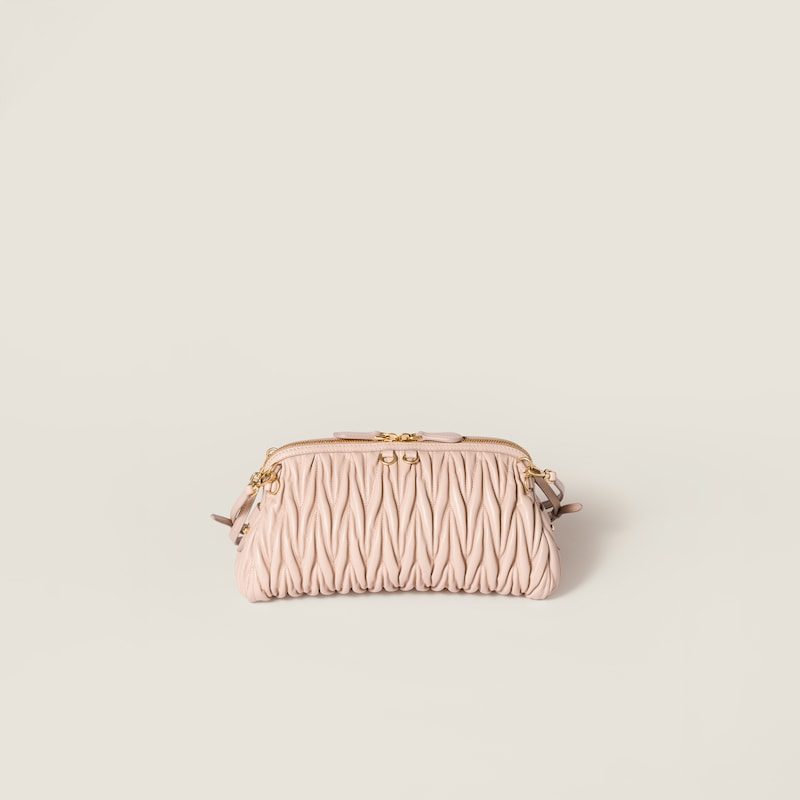 Matelassé nappa leather clutch