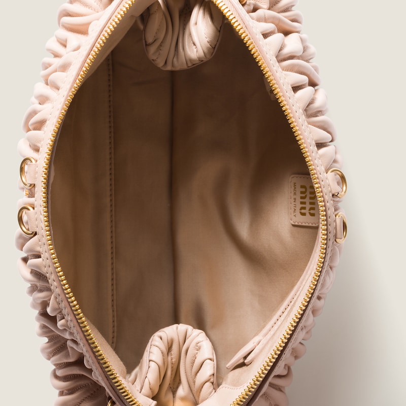 Matelassé nappa leather clutch