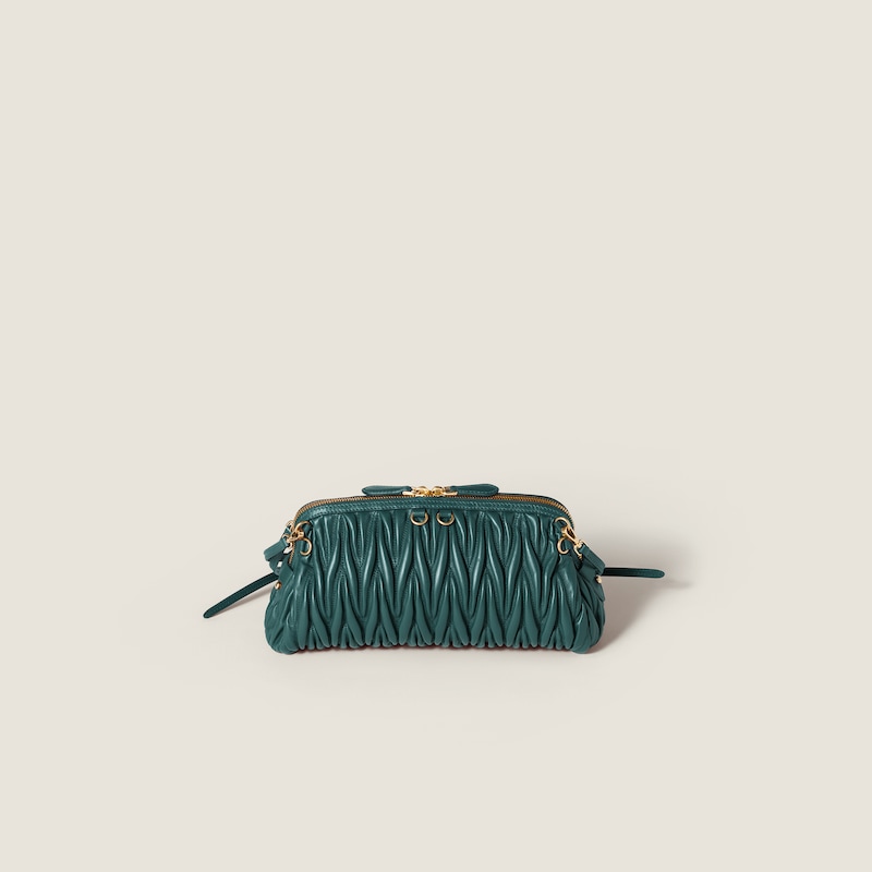 Caprice matelassé nappa leather clutch