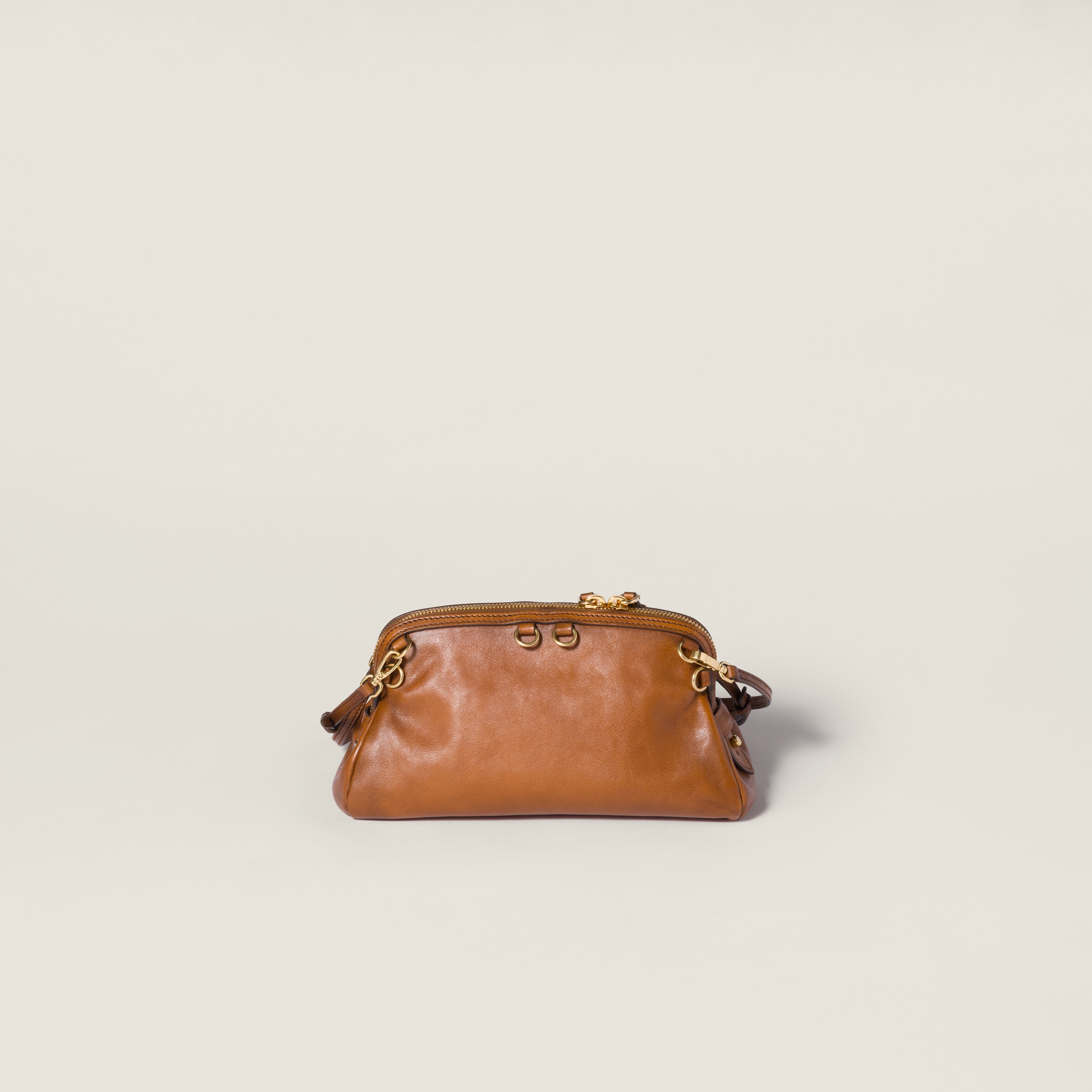 Cognac Caprice Leather Clutch | Miu Miu - Japan