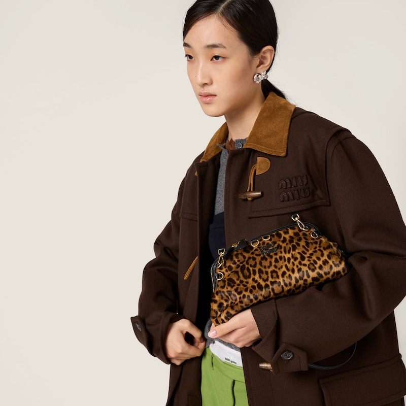 Printed leather clutch