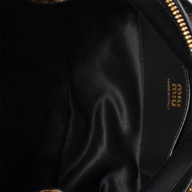 Printed leather clutch