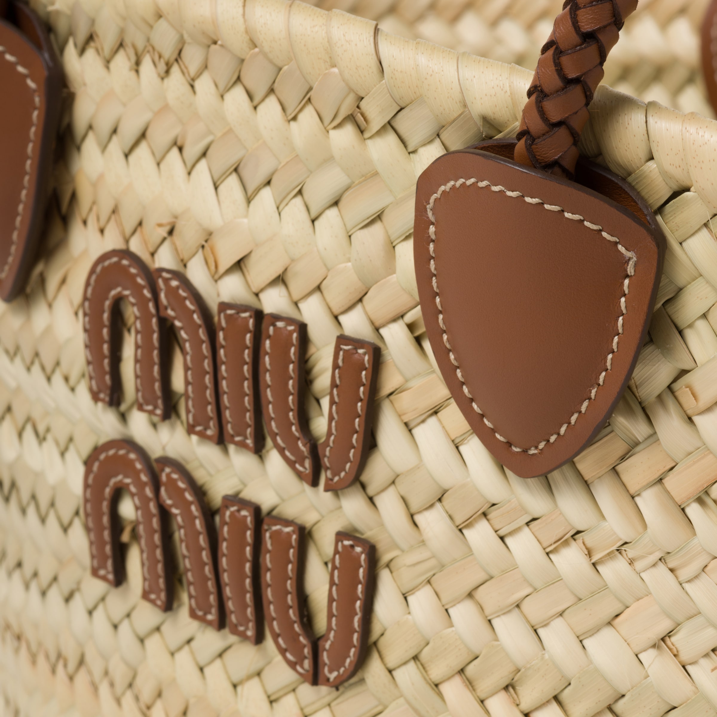 【関税・送料込】Miu Miu Palmetto トートバッグ ベージュ 新作 ミュウ Miu パルメット トートバッグ ベージュxコニャック