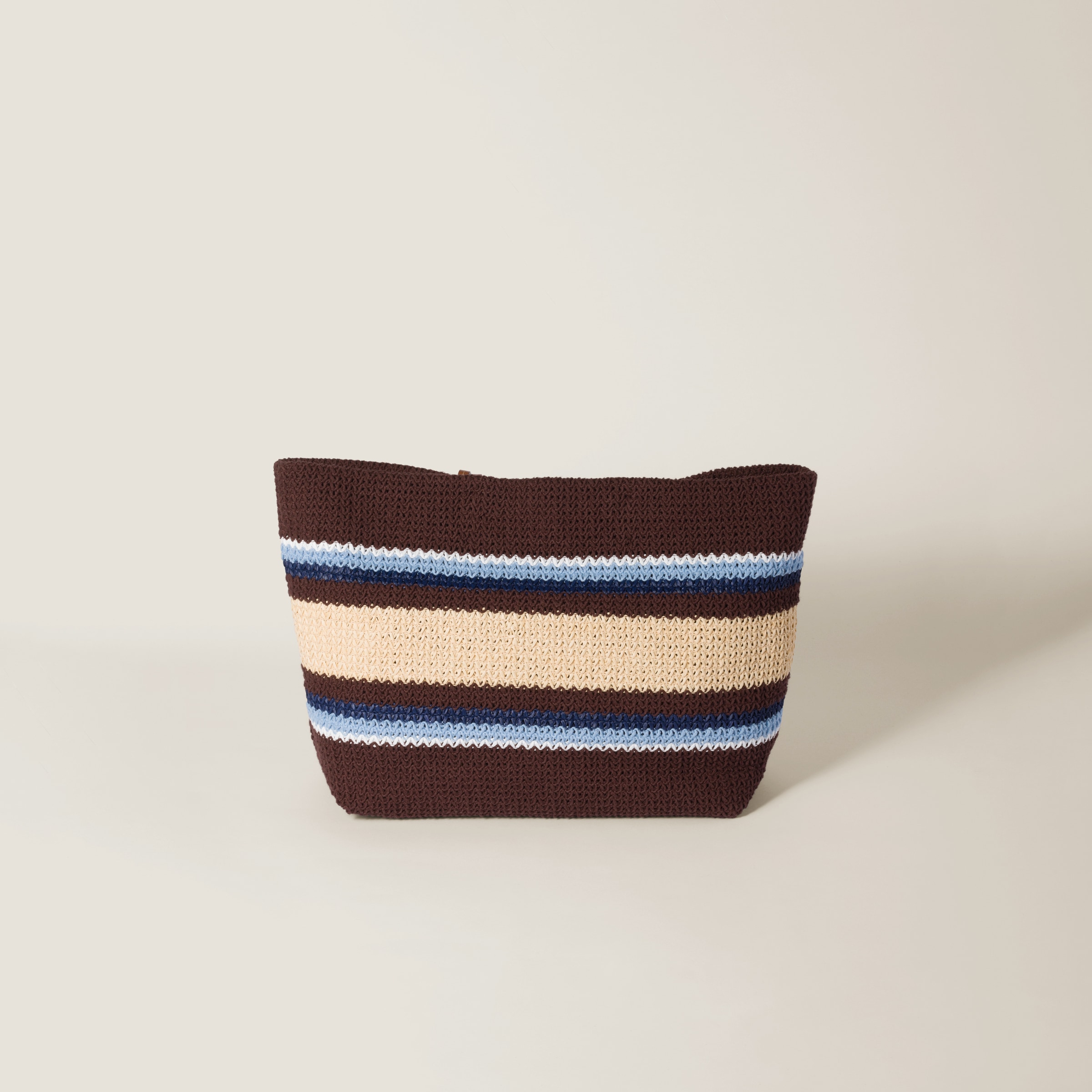 【Miu Miu】 Raffia-Effect Woven Tote Bag Cocoa Brown ★人気 Cocoa Brown/celeste/natural Raffia-effect Woven Tote Bag