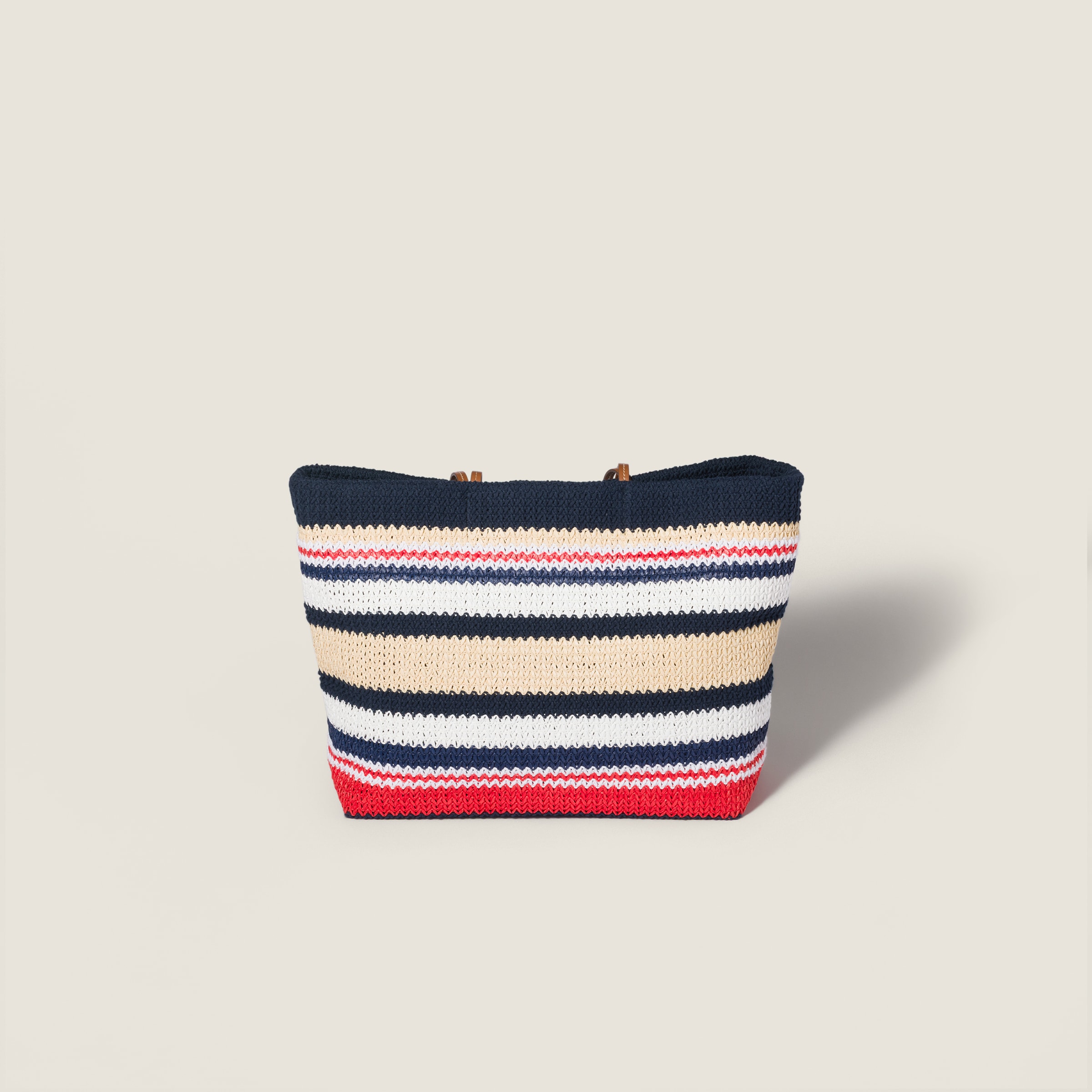 Blue/red/natural Raffia-effect Woven Tote Bag | Miu Miu - United