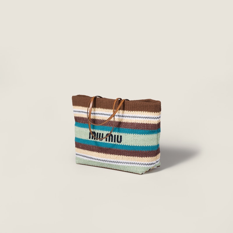 Raffia-effect woven tote bag