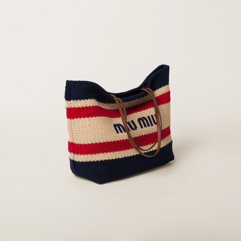 Bolsa tote trançada com efeito ráfia