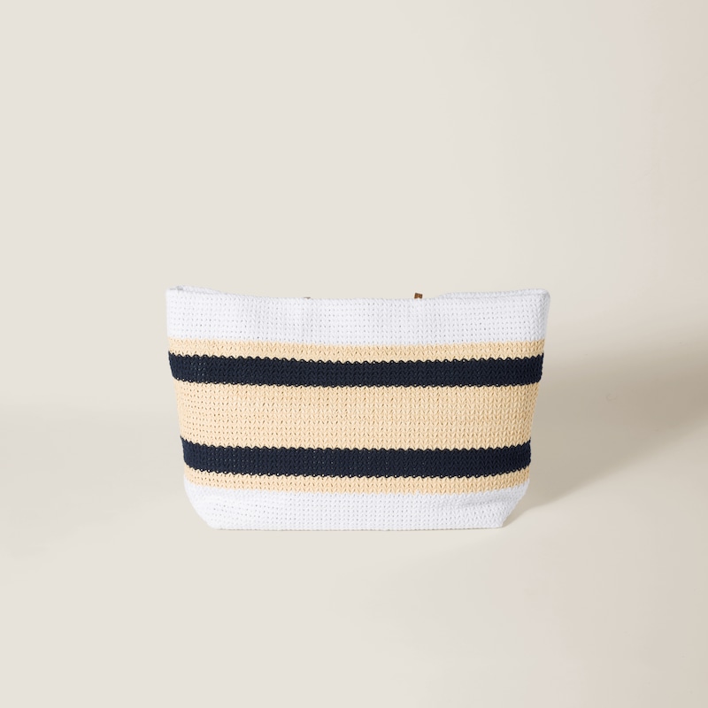 Raffia-effect woven tote bag