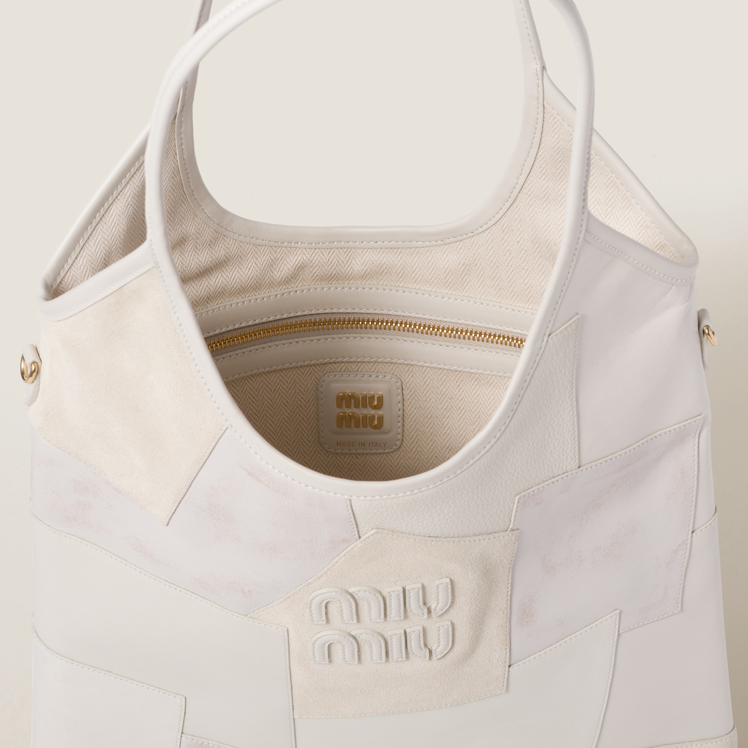 【日本入手困難】IVY leather patchwork bag トートバッグ Cognac Ivy Leather Patchwork Bag | Miu Miu