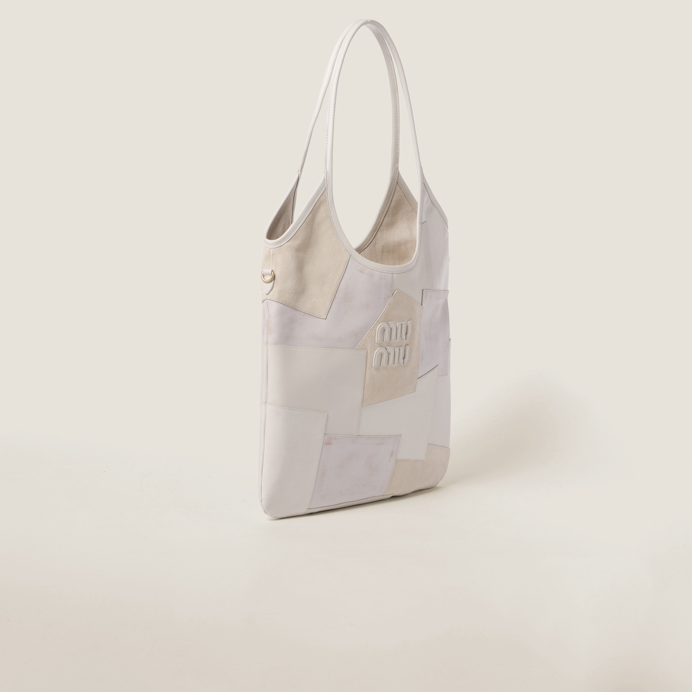 Chalk White Ivy Leather Patchwork Bag | Miu Miu