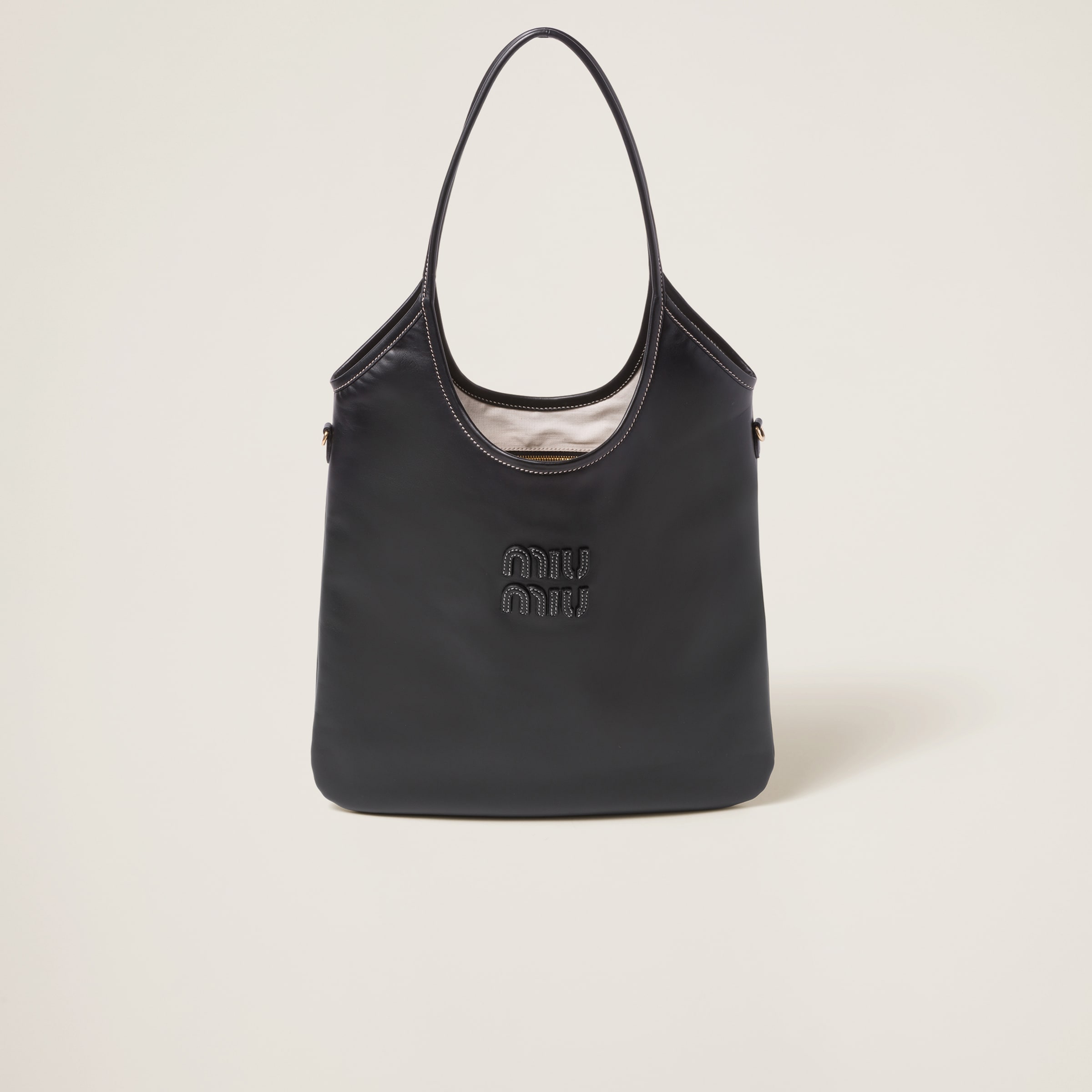 Miumiu Ivy Leather Bag In Black