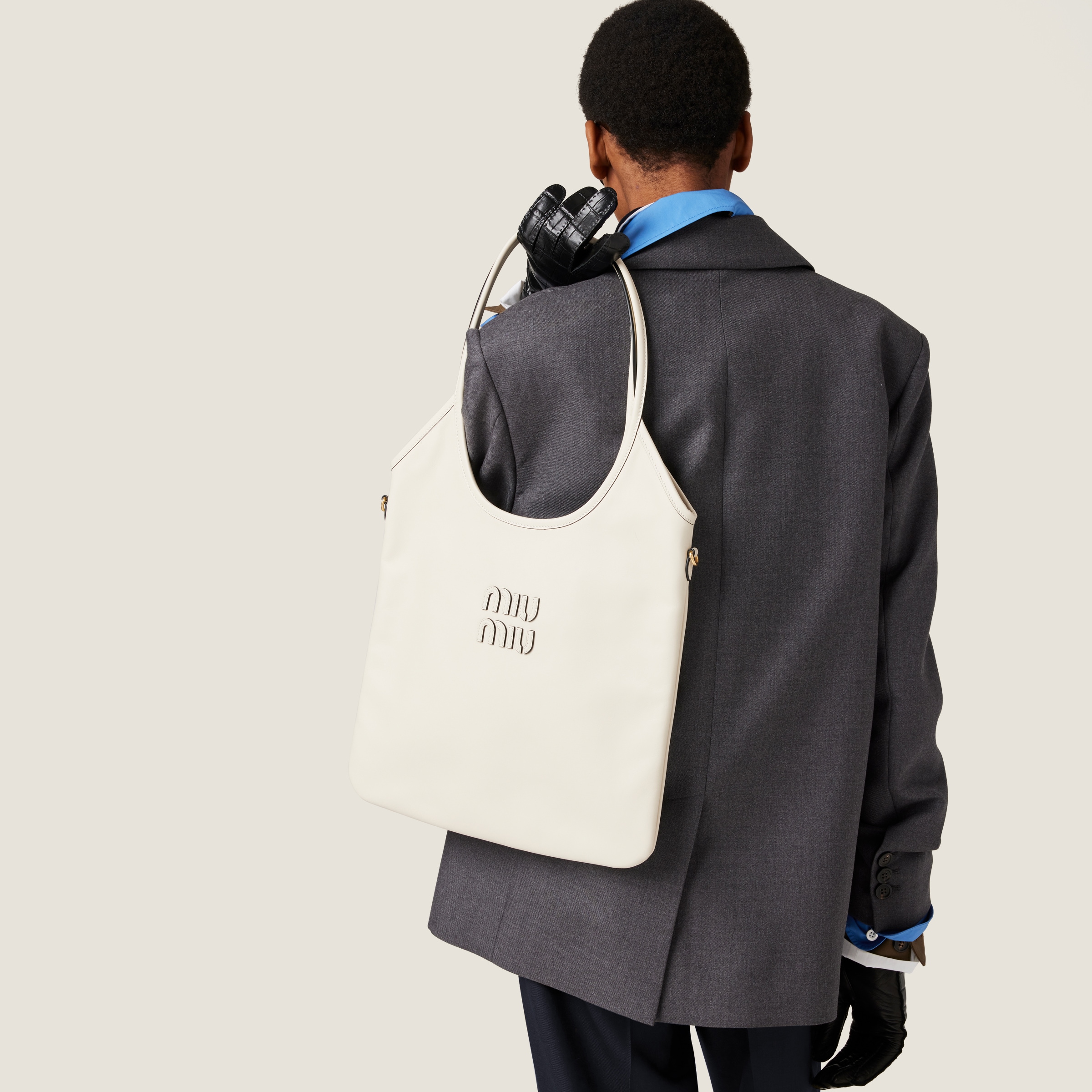 Chalk White Ivy Leather Bag | Miu Miu - United States