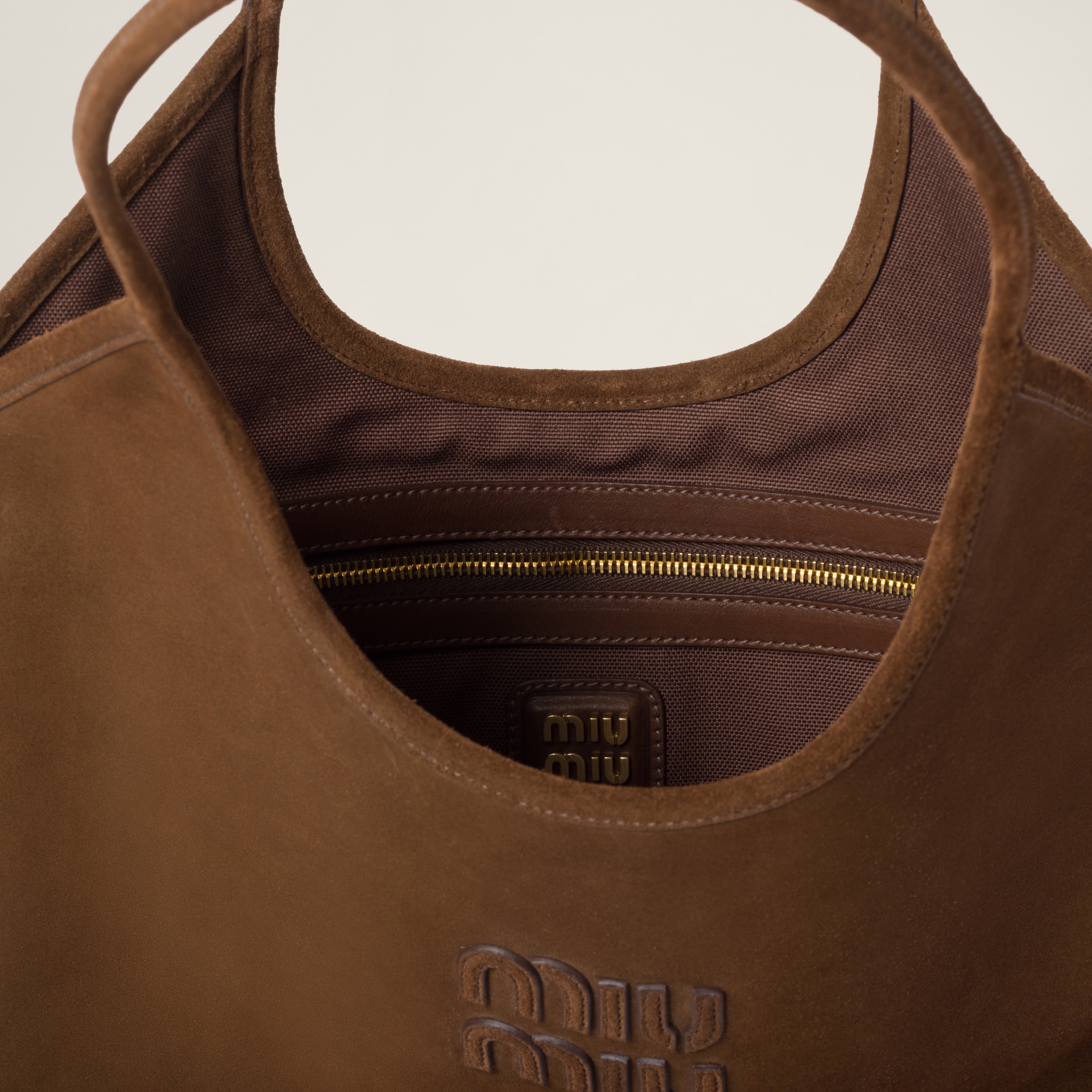 Cocoa Brown Ivy Suede Bag | Miu Miu