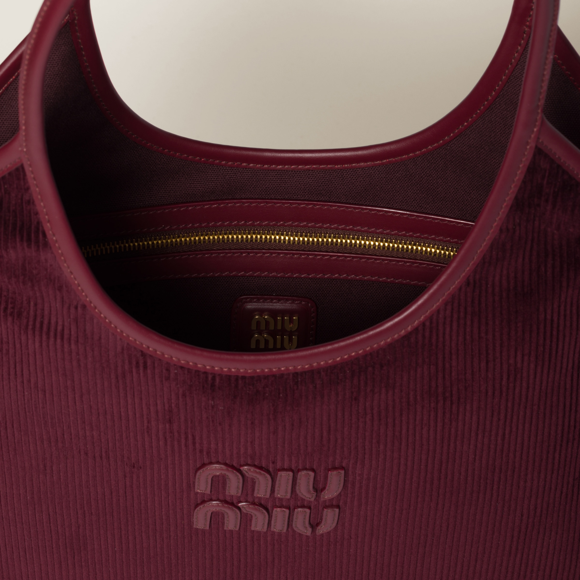 Miu Miu Ivy Corduroy Bag In Amaranth Red/maize Yellow