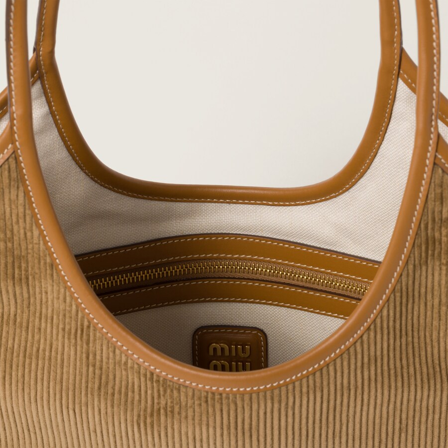 MIUMIU 26S CORDUROY POUCH BAG 25 IN BROWN CALFSKIN GOLD HARDWARE