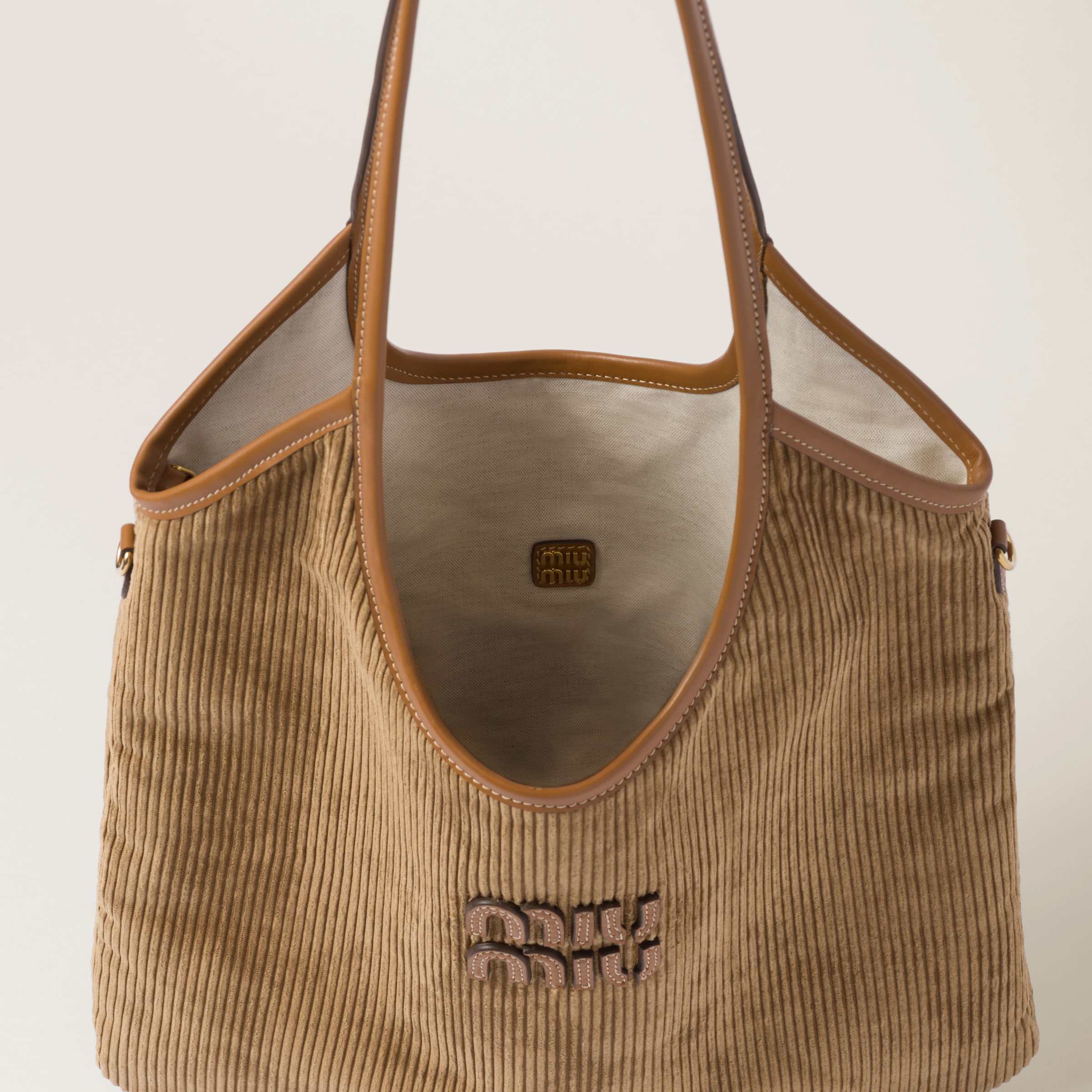 新作ウエア トートバッグ コーデュロイ ブラウン | Miu Miu バッグ