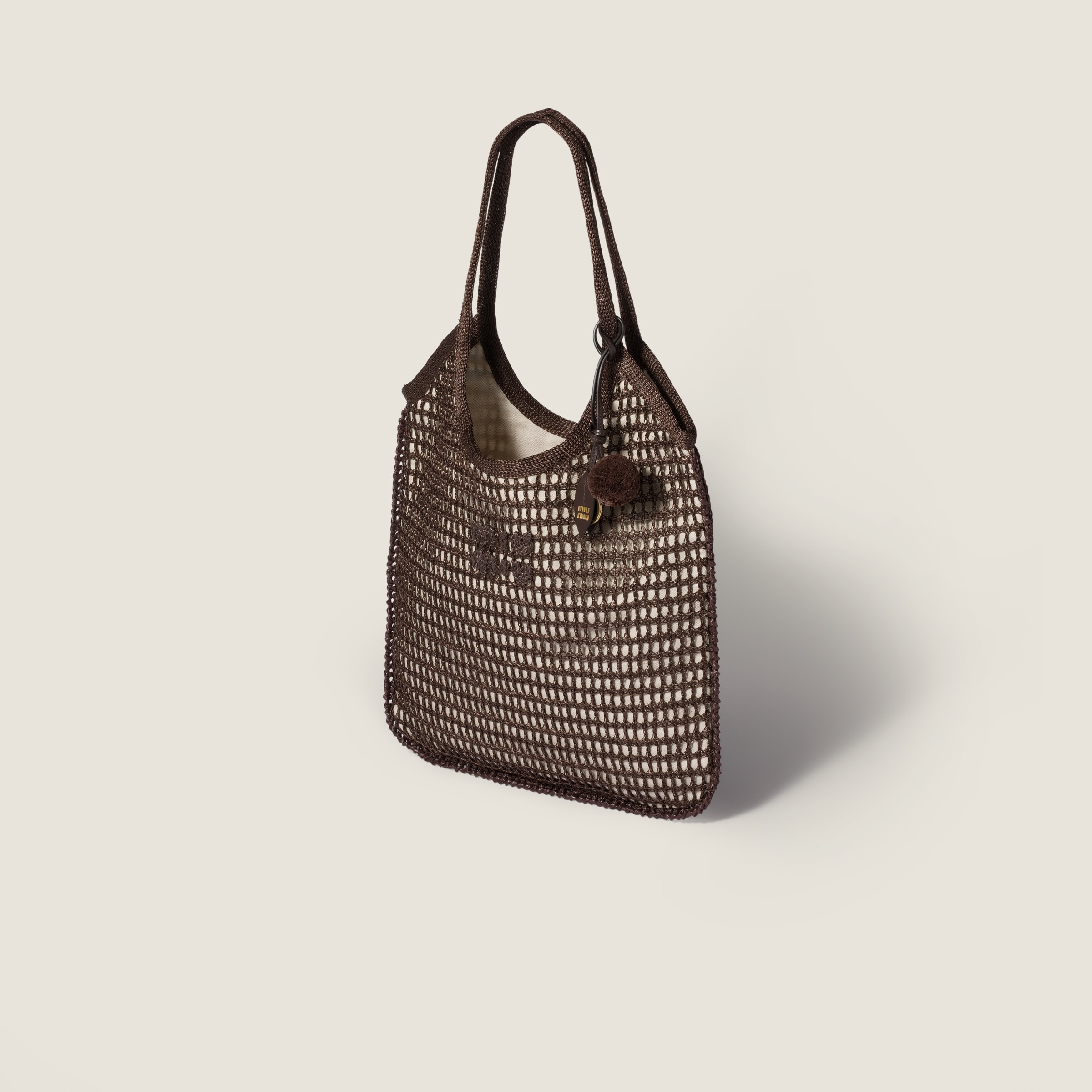 Cocoa Brown Ivy Raffia Crochet Bag | Miu Miu - United States