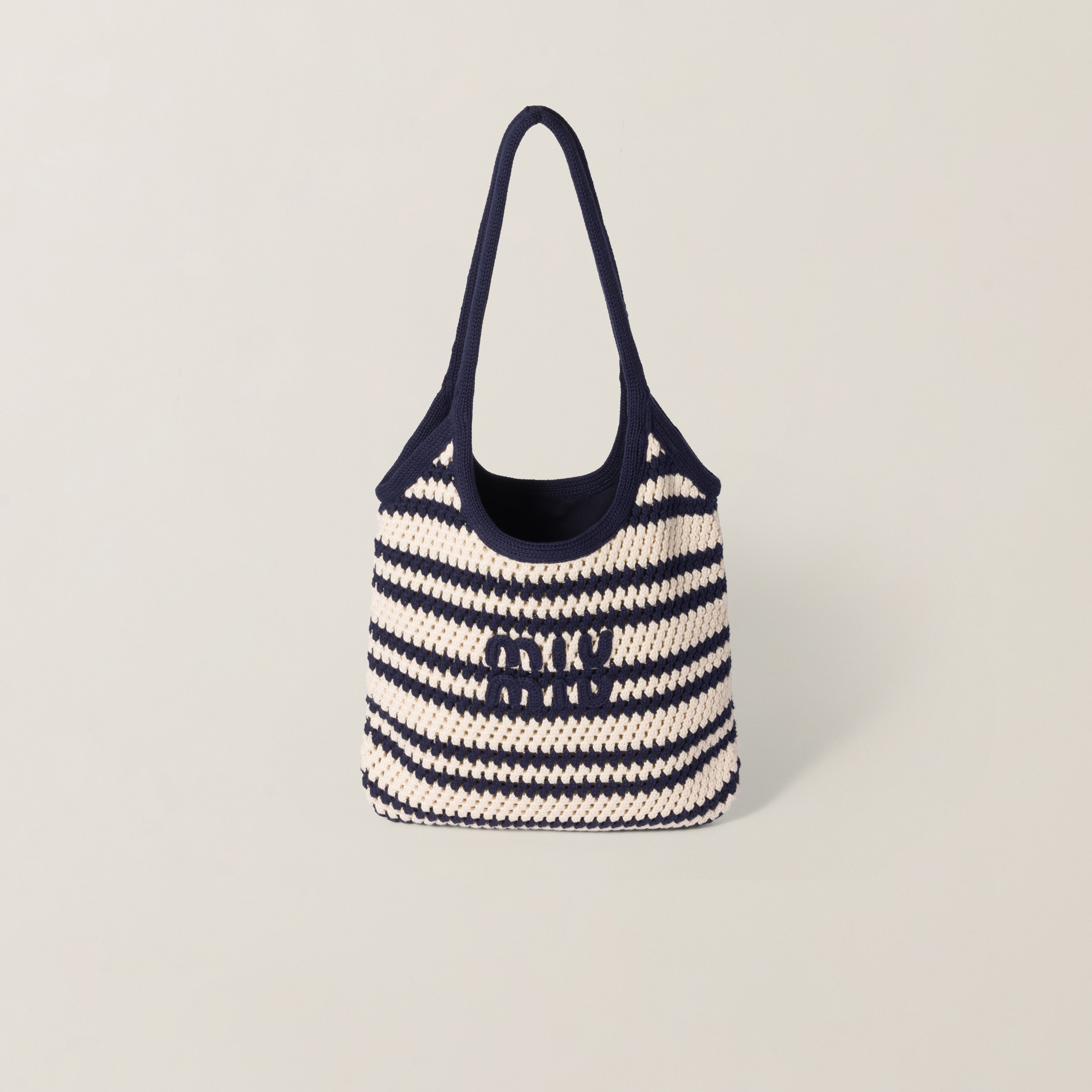Miu Miu Ivy Striped Crochet Tote Bag