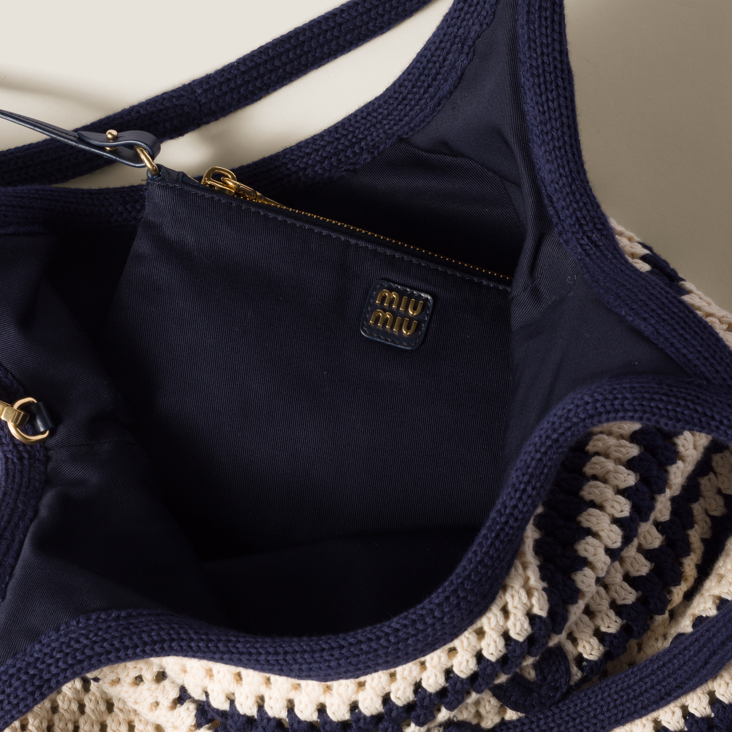 Miu Miu Ivy Striped Crochet Tote Bag