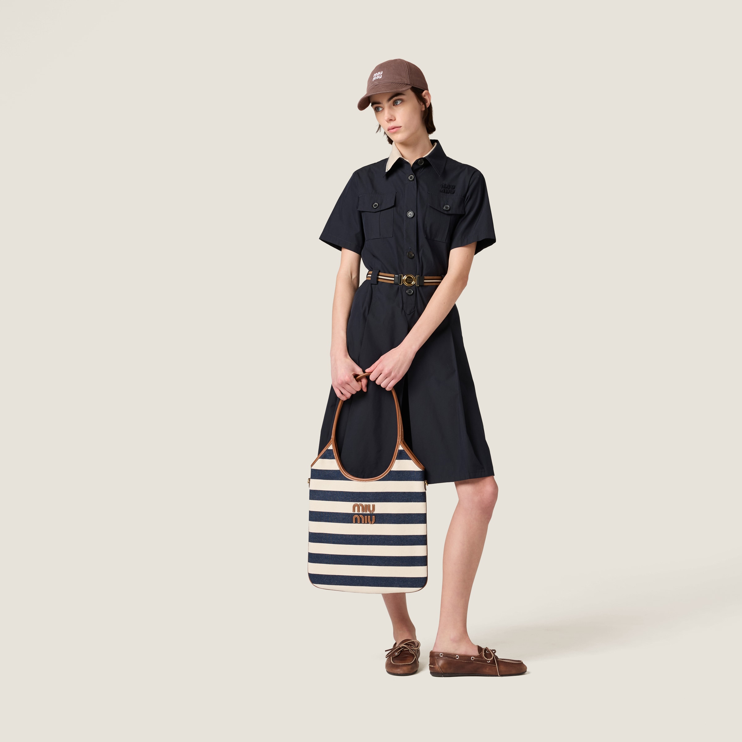 miu miu★SALE★5BG230 Blue/beige Ivy Canvas And Leather Bag | Miu Miu