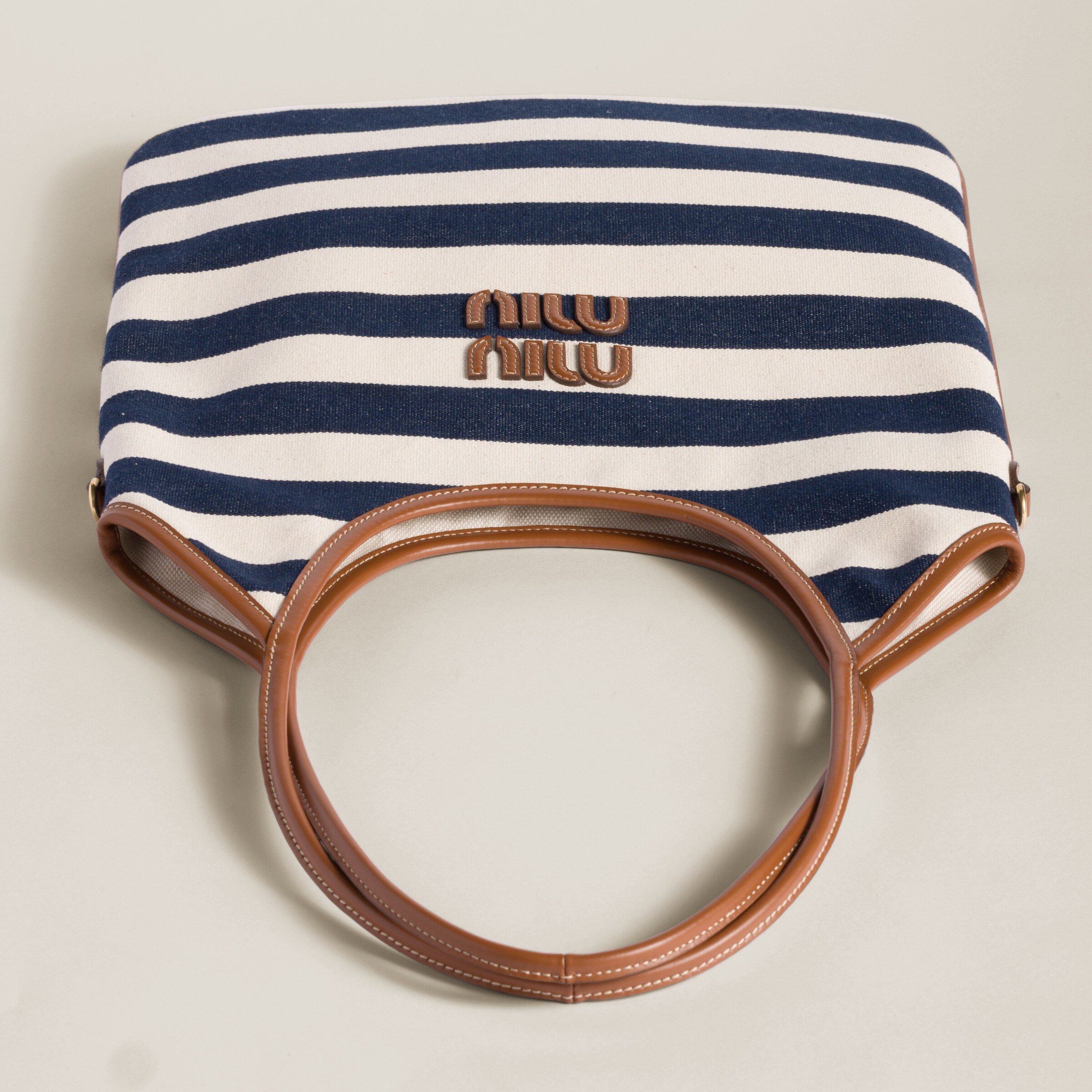 Shop Miu Miu Ivy Canvas And Leather Bag