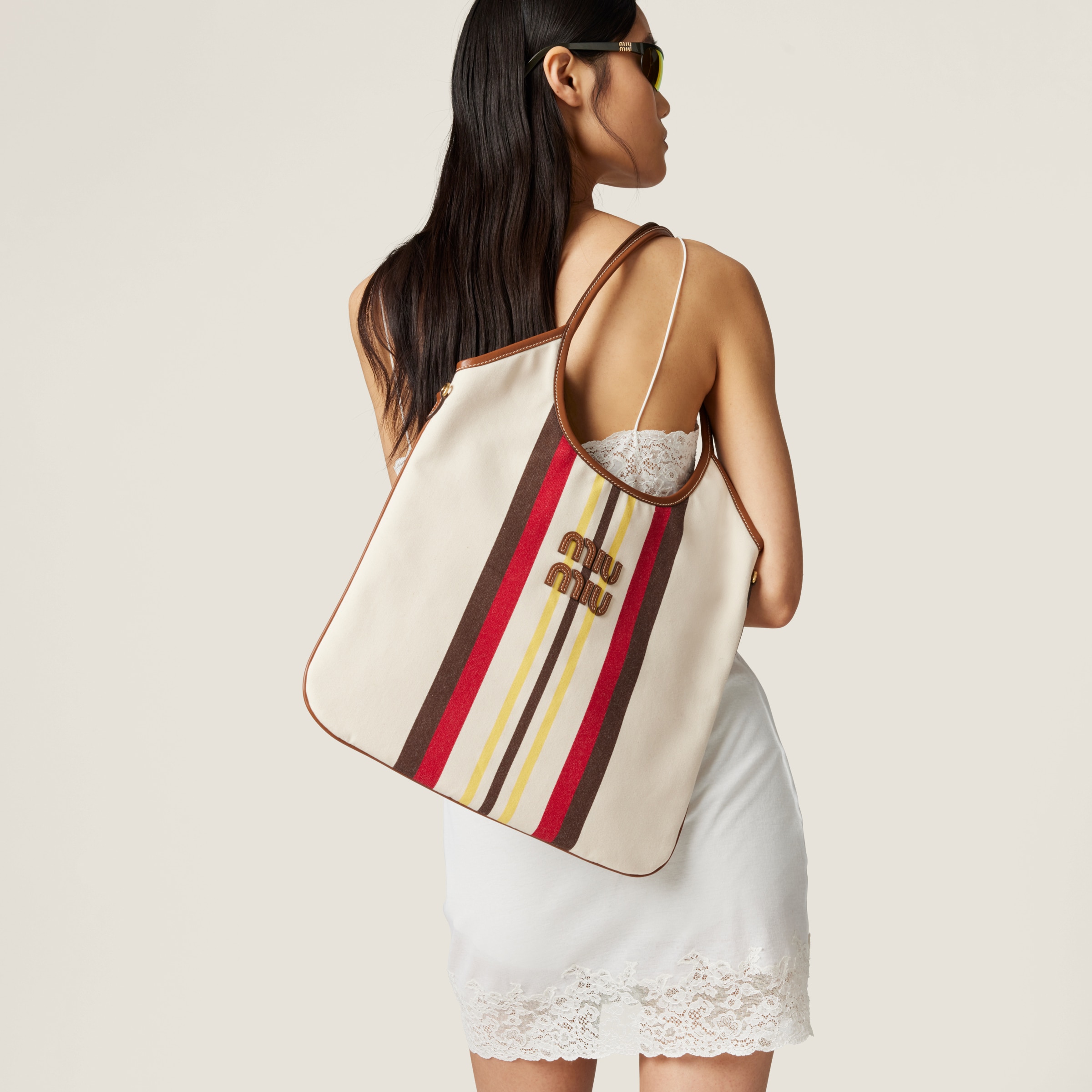 Miu Miu Ivy Canvas And Leather Bag