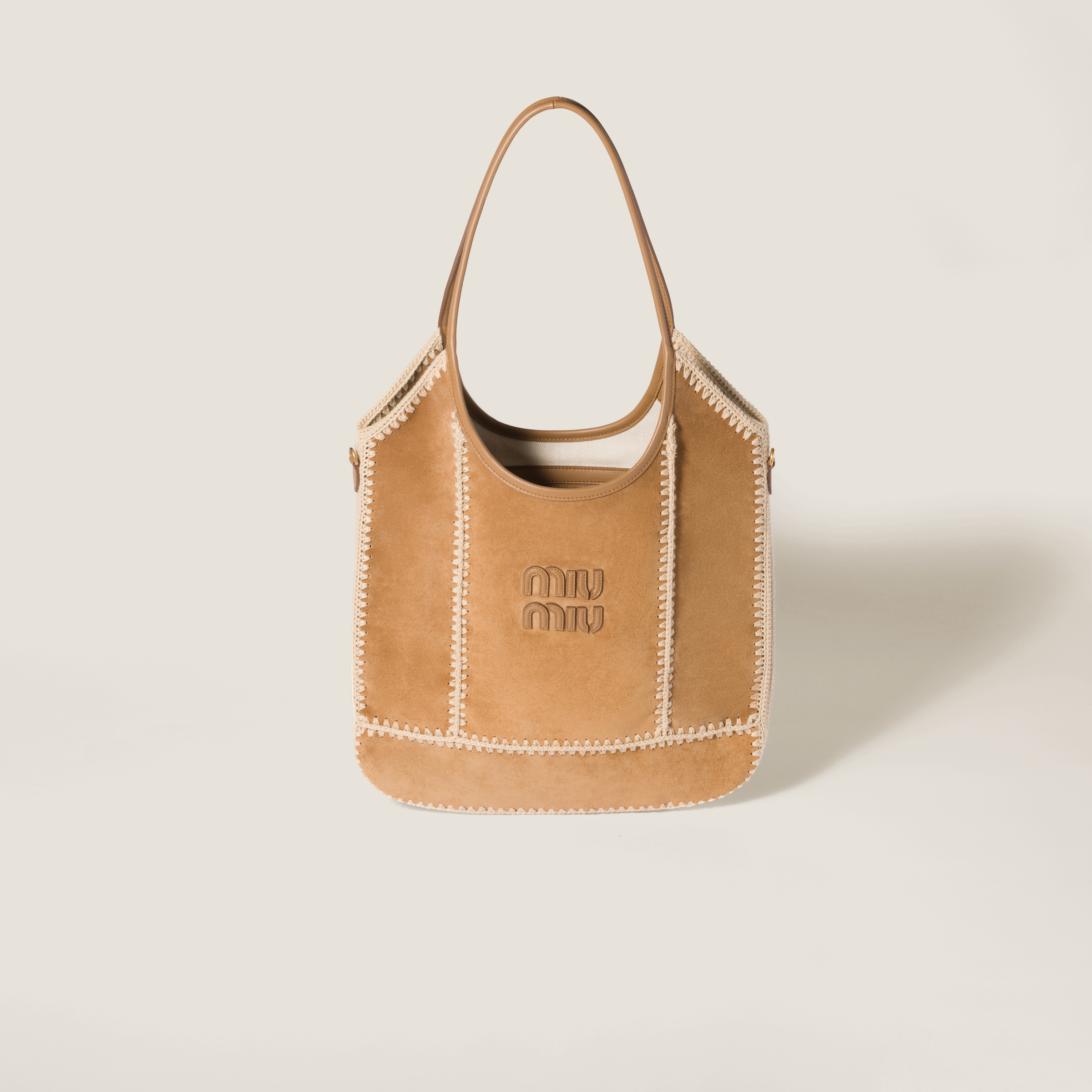 Miu Miu Ivy Suede And Crochet Bag