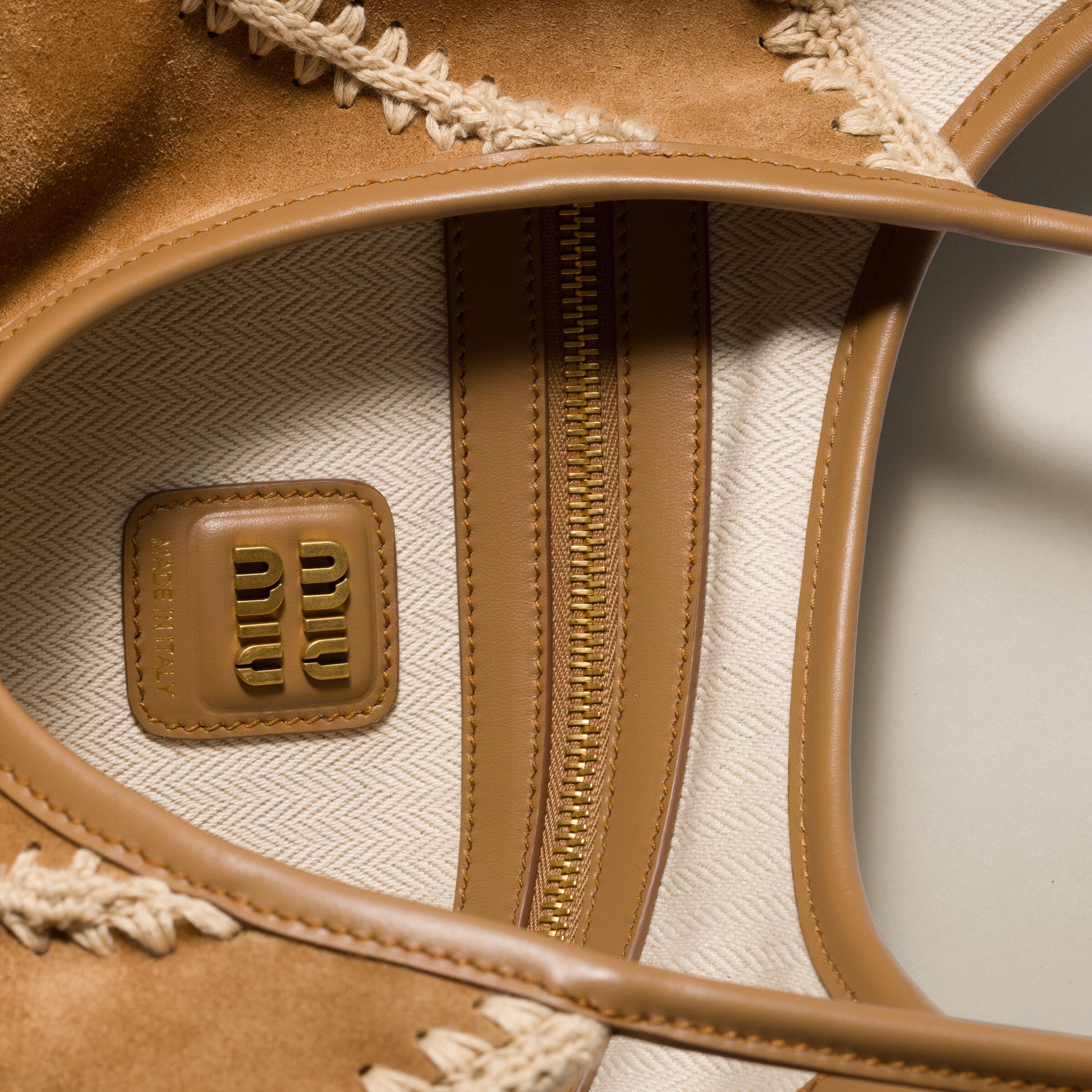 Miu Miu Ivy Suede And Crochet Bag