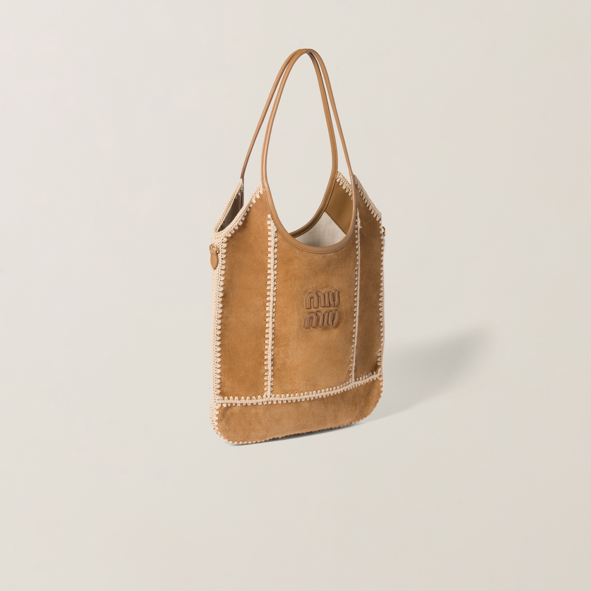 Miu Miu Ivy Suede And Crochet Bag