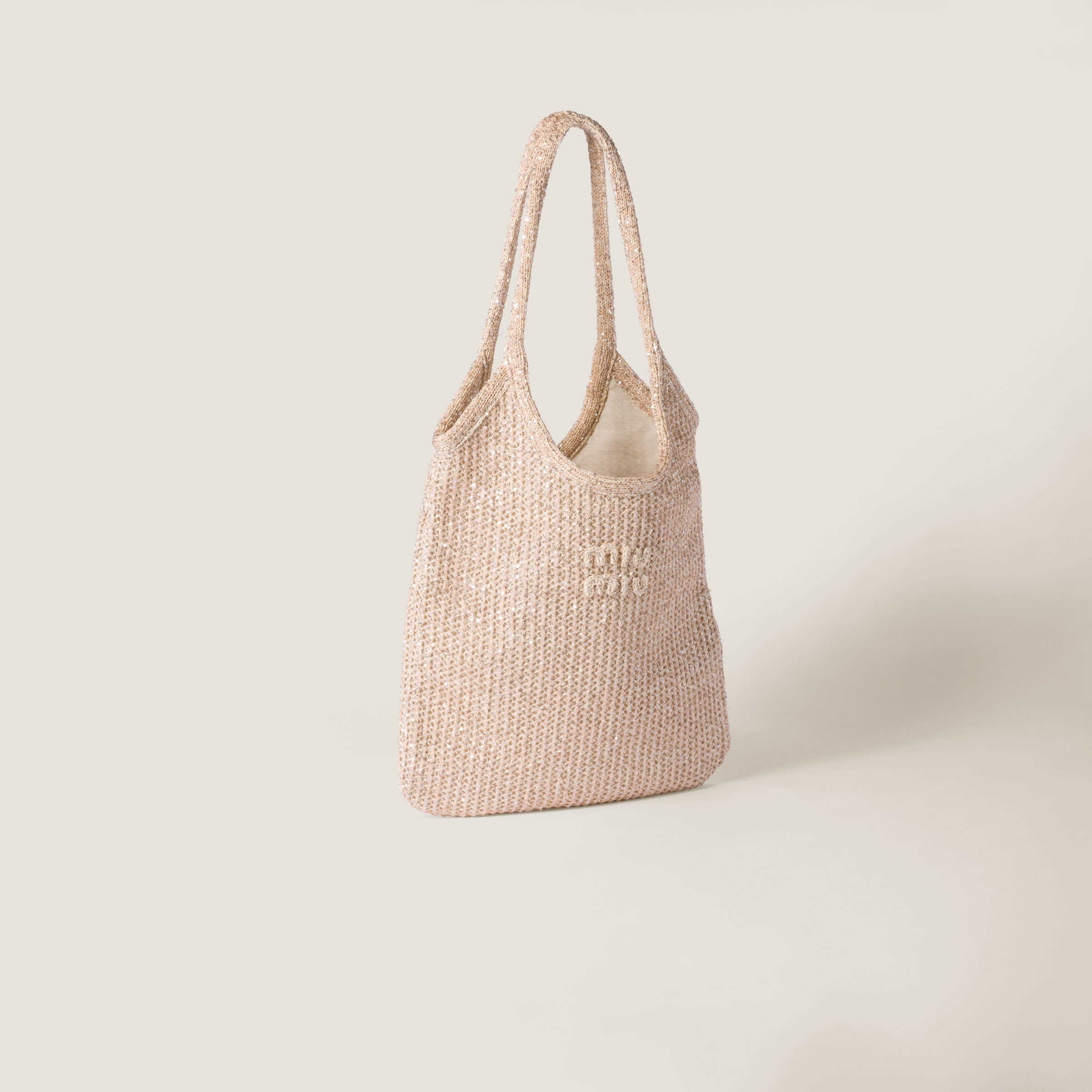 ピンクベージュ Ivy スパンコール メッシュ バッグ | Miu Miu