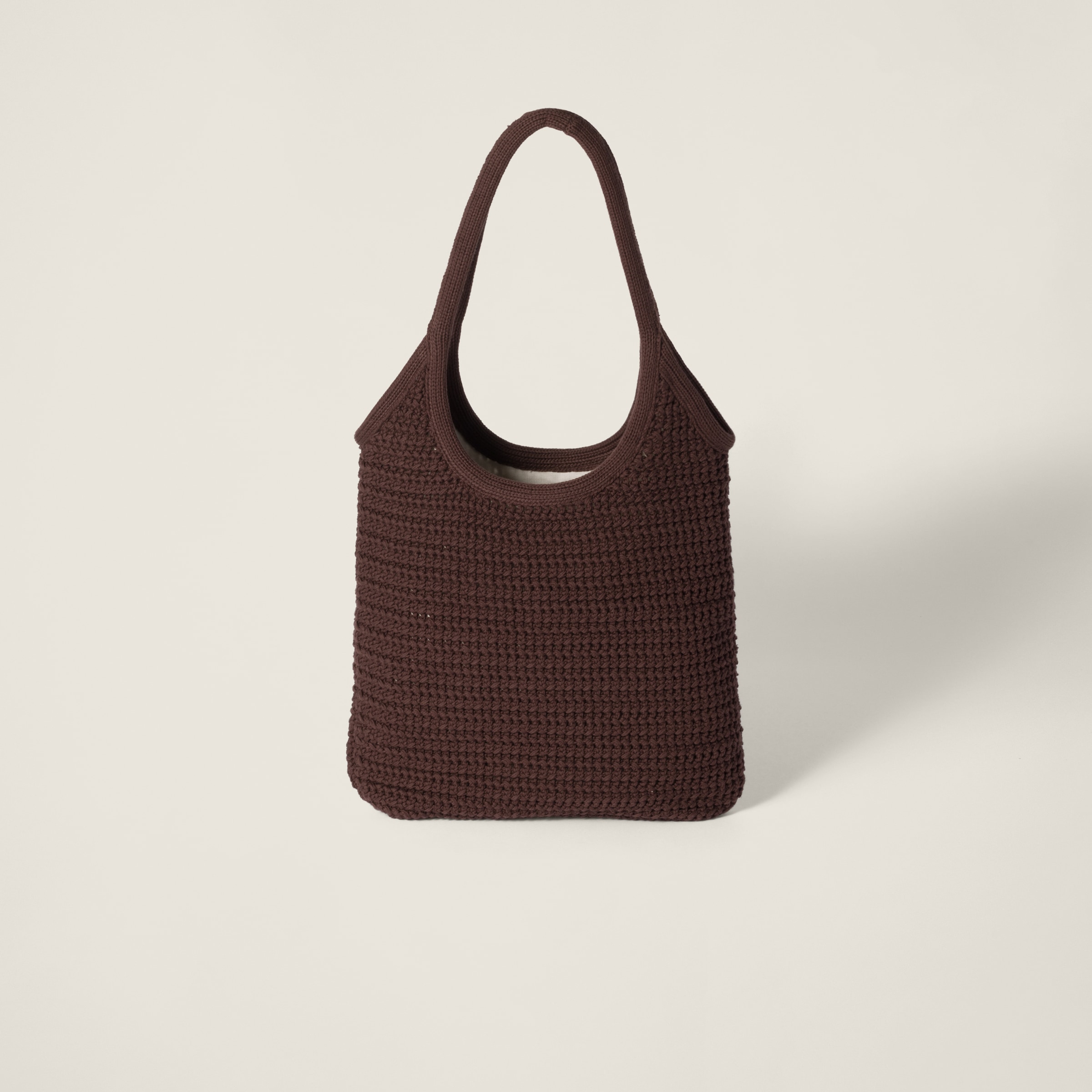 Cocoa/chalk White Ivy Raffia-effect Woven Tote Bag | Miu Miu