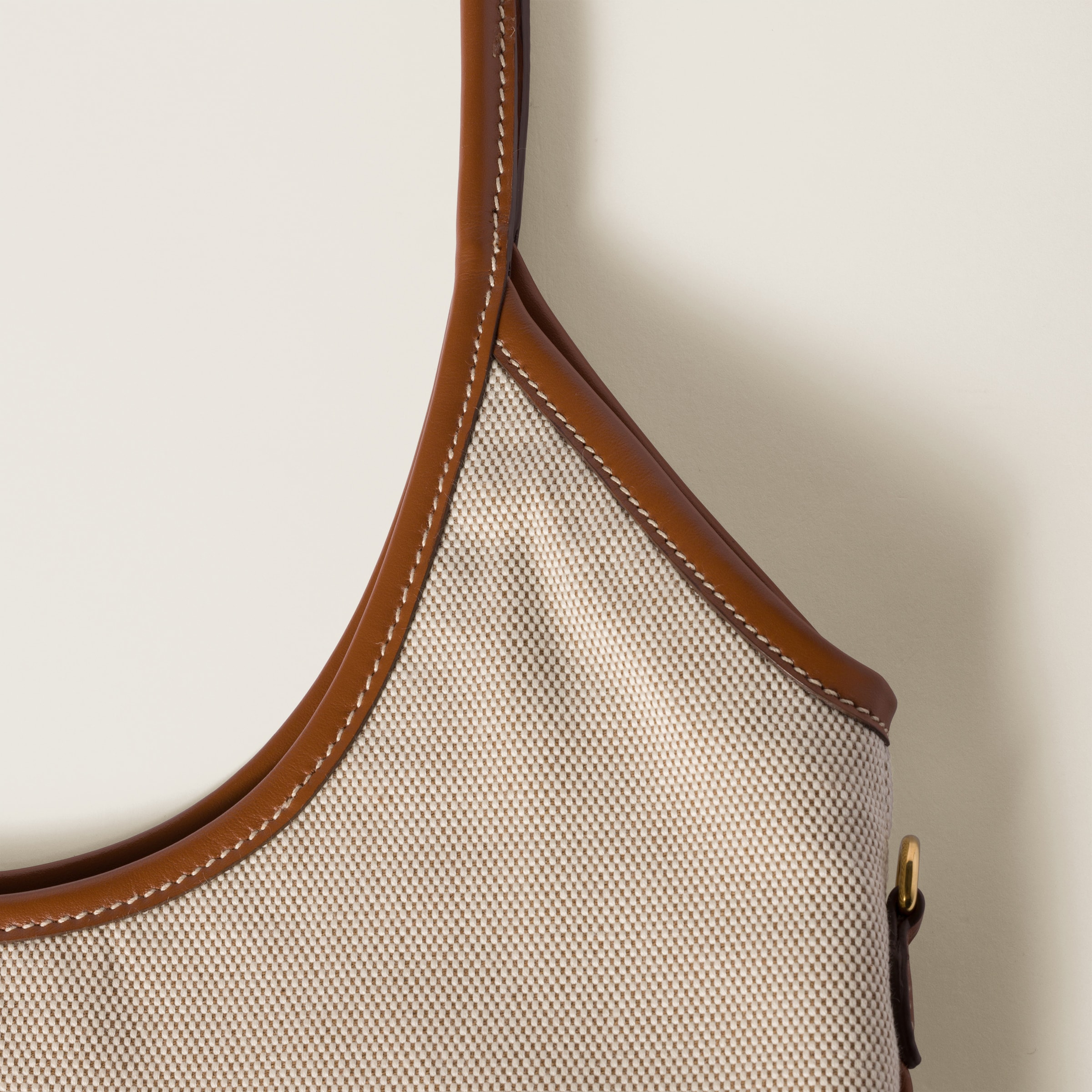 Beige/brandy Ivy Canvas And Leather Bag | Miu Miu